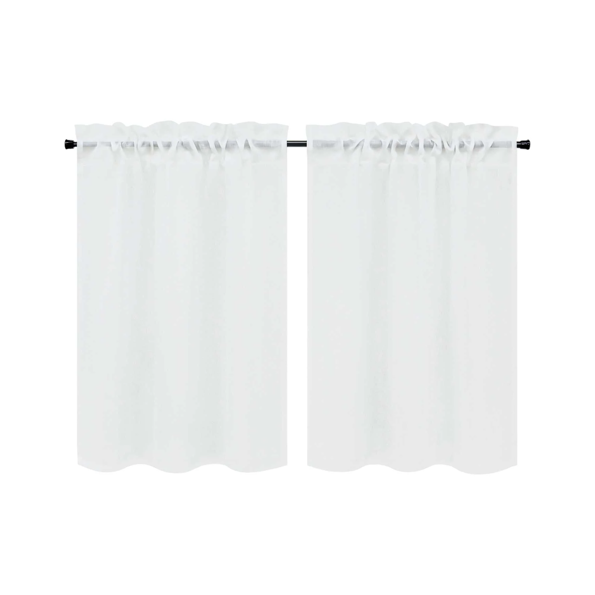 Scheibengardine 2er Set Bistrogardinen durch Tunnelzug Kurzgardinen Leinen Halbtransparent