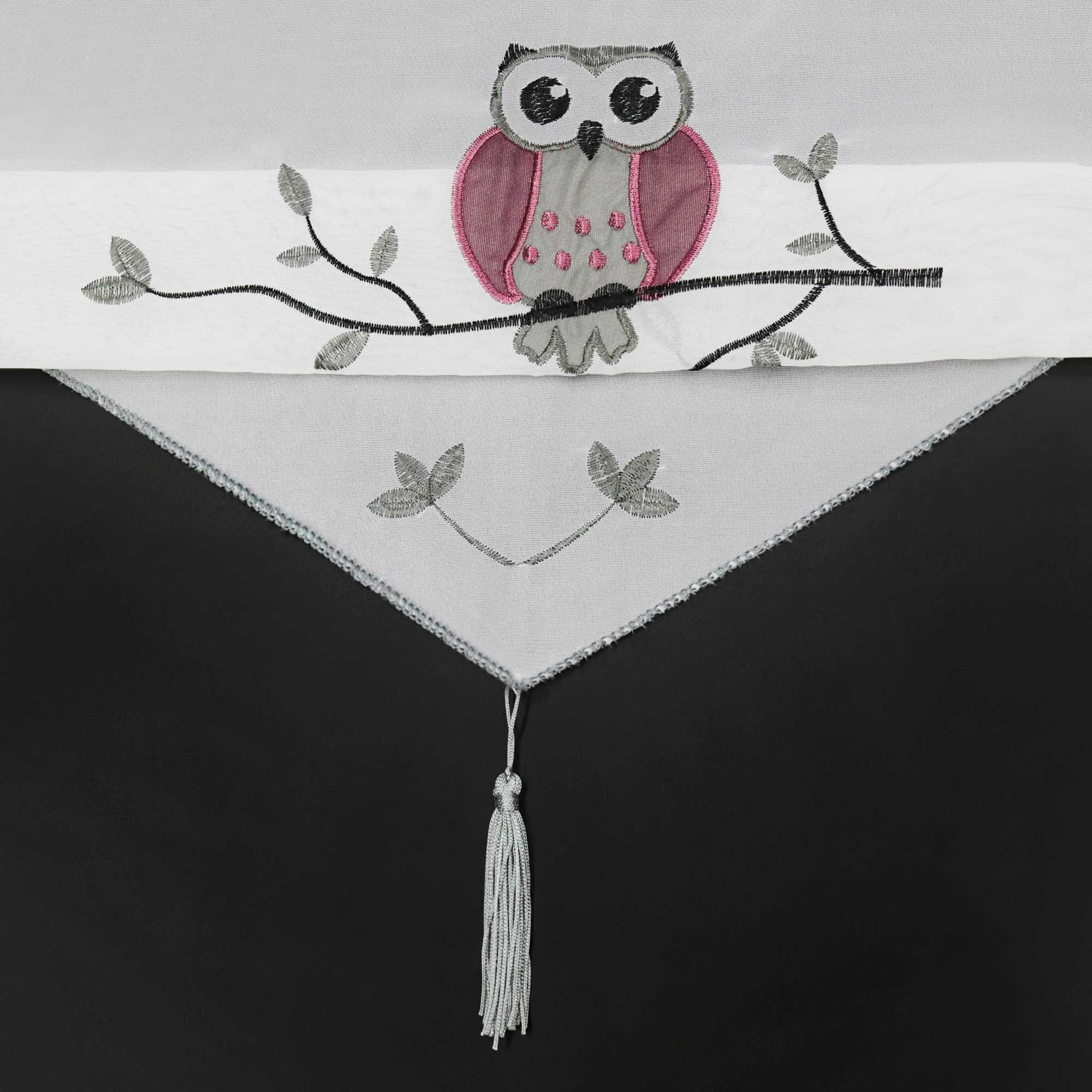 Elegante Bistro Gardinen mit Eulen für kleine Fenster 1 Stück