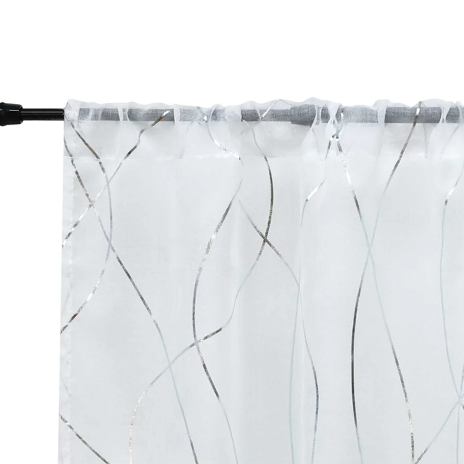 Scheibengardinen durch Tunnelzug Modern Bistrogardine Küchengardinen Landhausstil Kurzstores Wellenstreifen Transparent