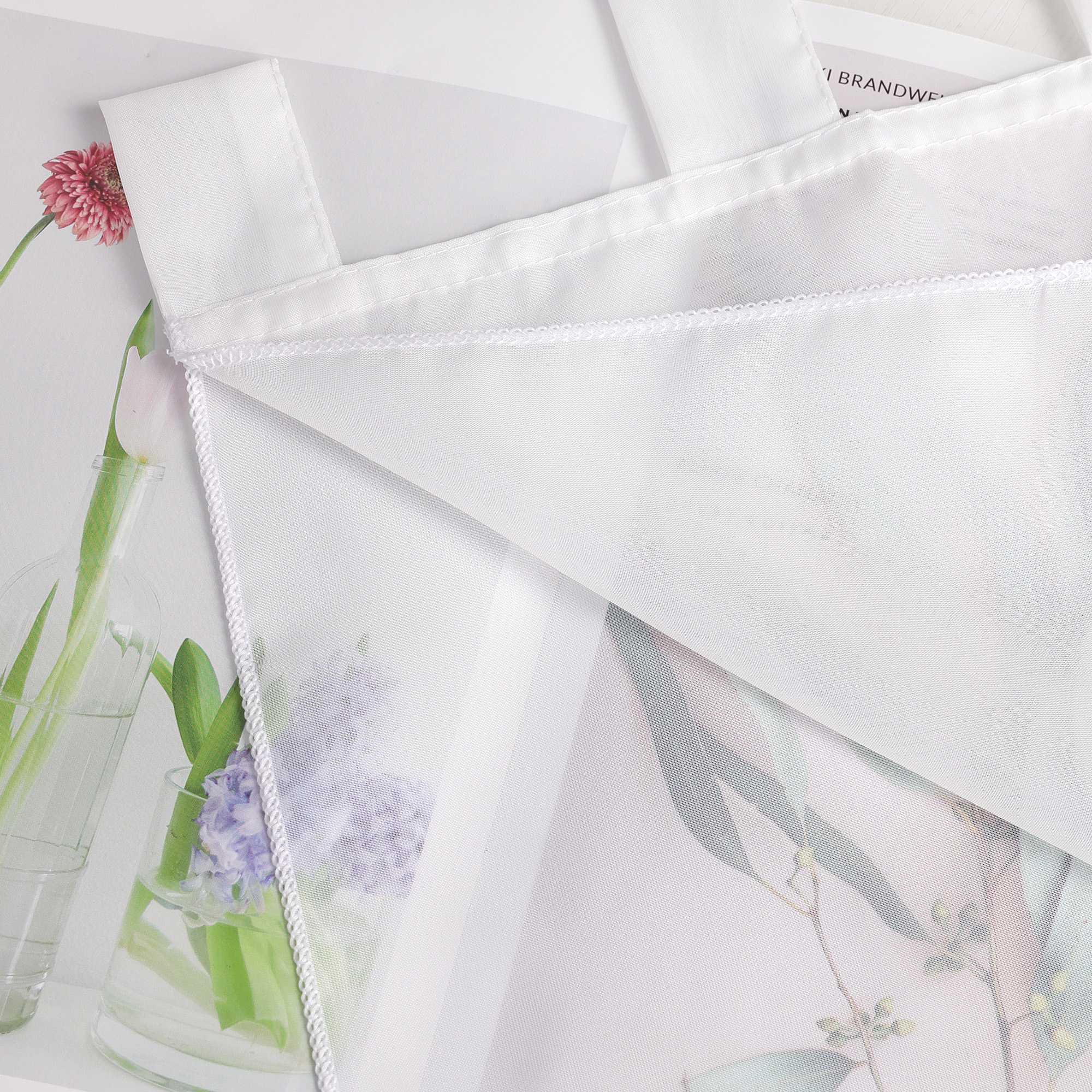 Delien gardinen kurz mit Schlaufen und Dreiecksform-Abschluss 2er Set