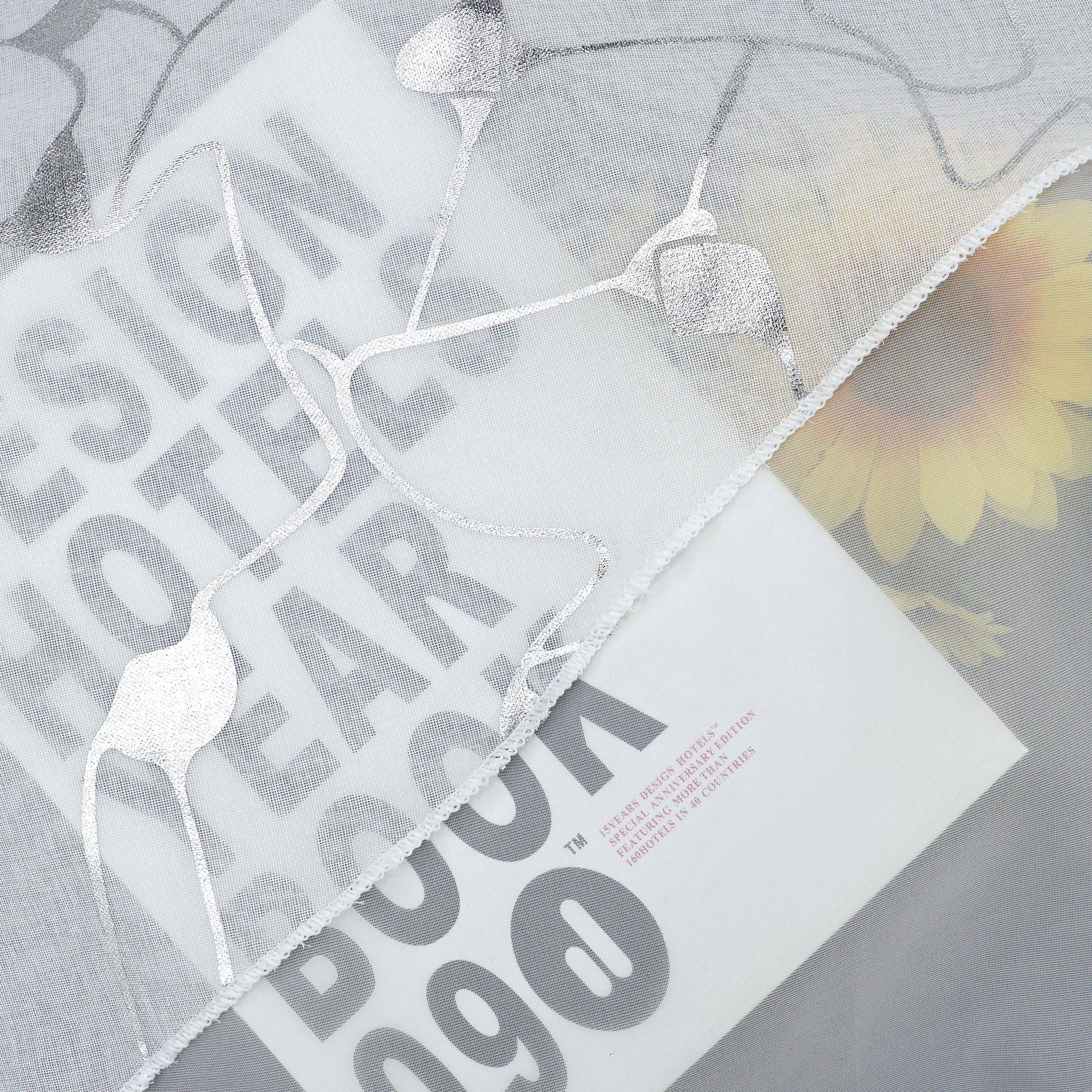 Scheibengardine durch Stangendurchzug doppelschichtige Küchengardinen mit silbernem Strukturdruck 2er Set