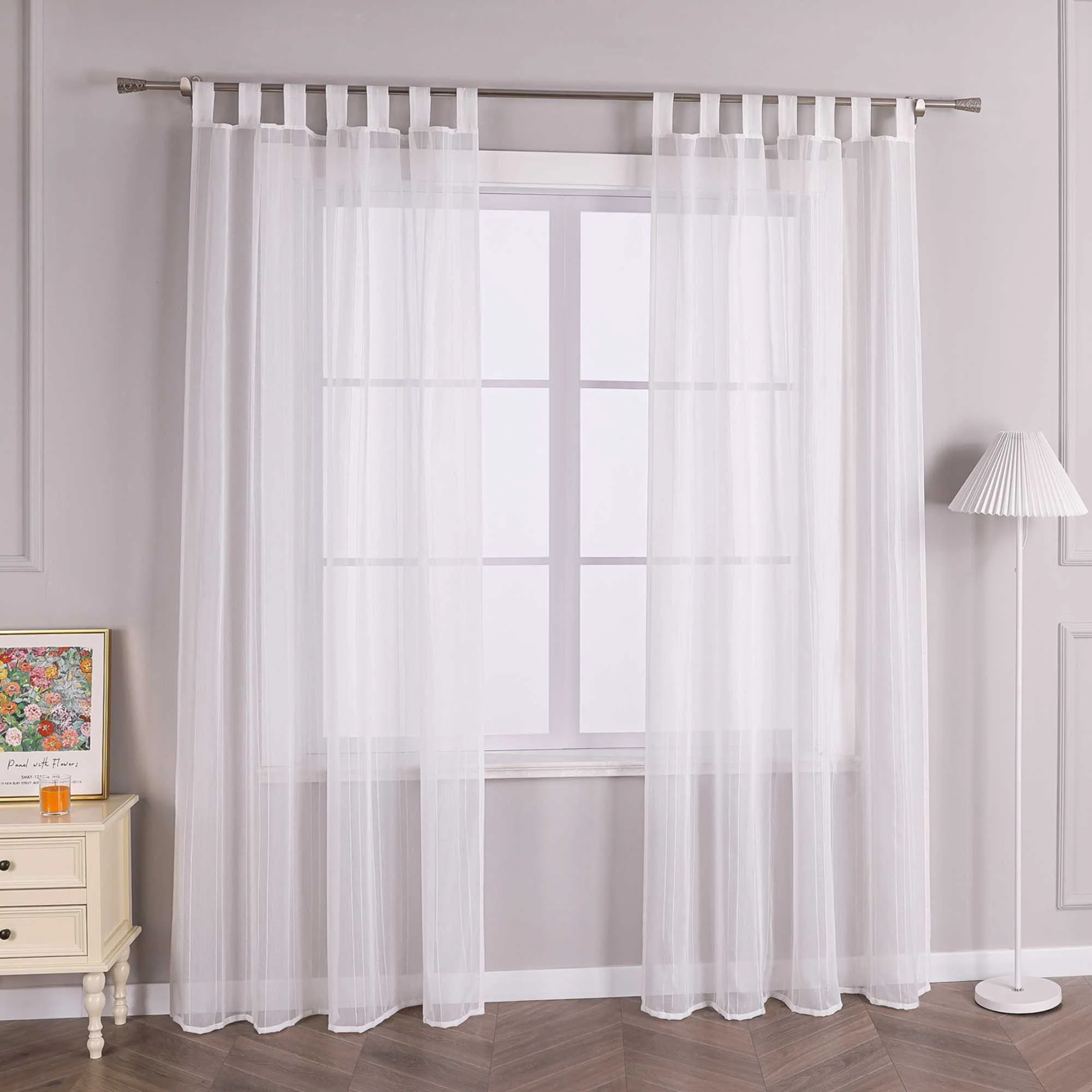 Transparenter Vorhang Schlaufenschal mit Streifen Unifarbe transparent Lichtdurchlässig