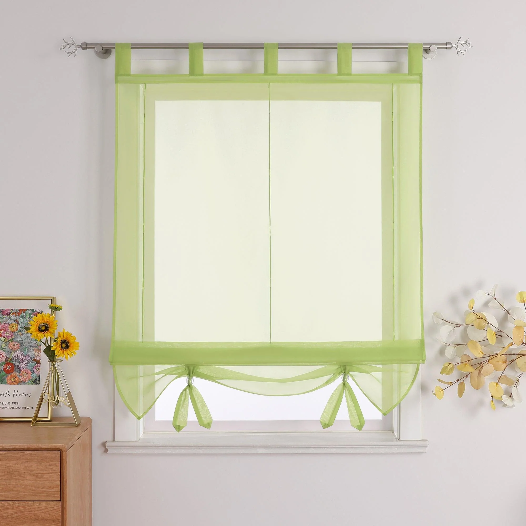 Rollos Kräuselbandgardine Transparente Fensterdeko Luftdurchlässig hochziehbar Unifarbe 1 Stück