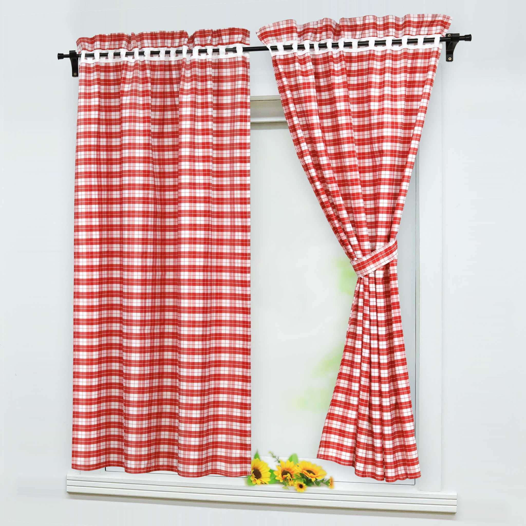 Modern Scheibengardinen im Landhausstil & Vintage mit karomuster 2er Set