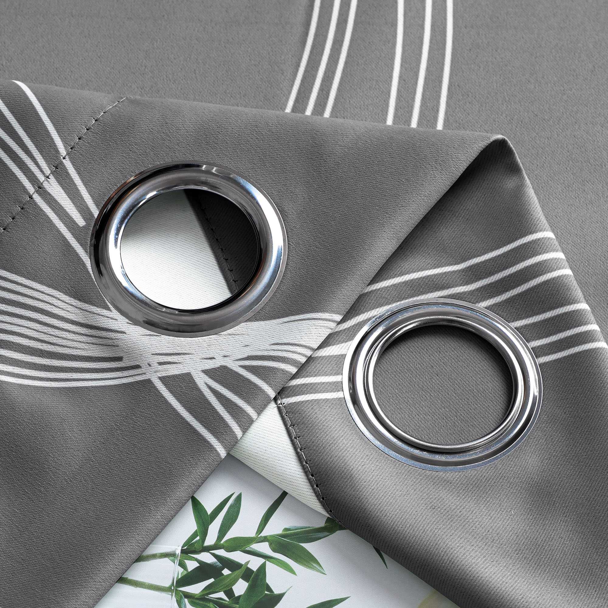 Verdunkelungsvorhänge Ösenschal Blickdichte Gardinen Modern Thermovorhang Wohnzimmer mit Wasserwellenmuster 1 Stück