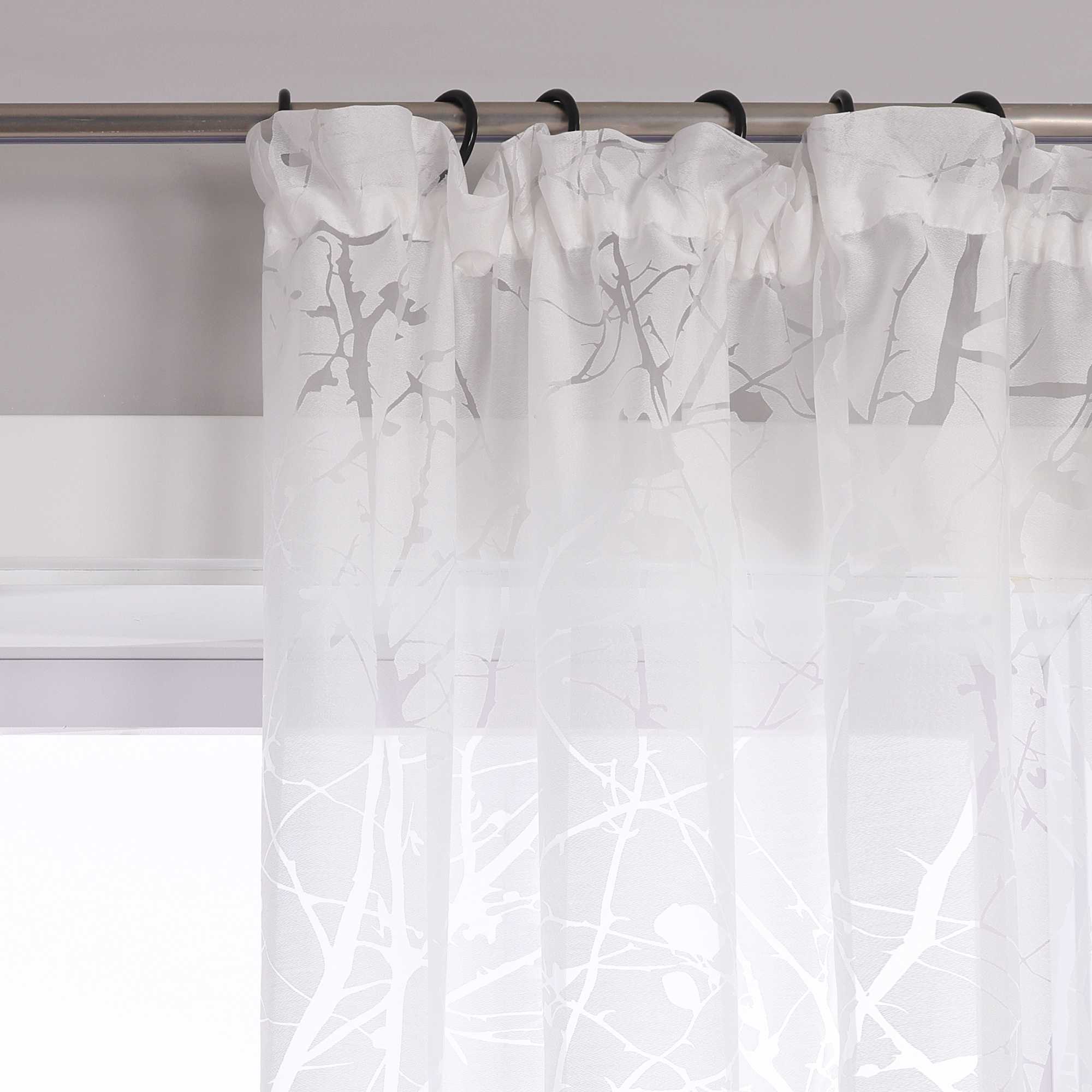Transparente Vorhang mit Blumenmuster aus Polyester Lichtdurchlässig Wohnzimmer weiß 1 stück