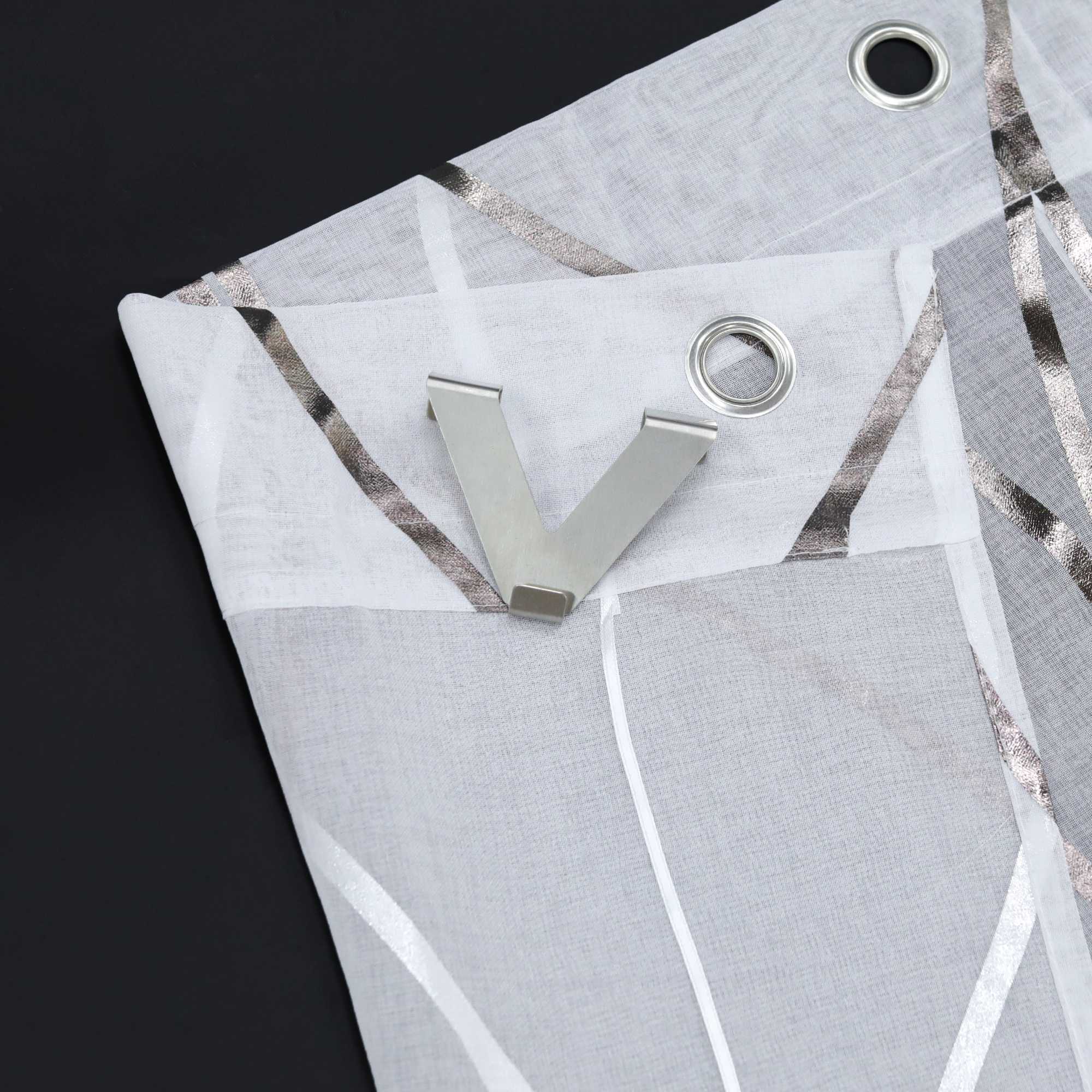 Rollos mit Ösen Gardinen Küche Raffgardinen Transparent Ösenrollo Vorhänge Mit Wellen-Druck Modern Voile 1 Stück