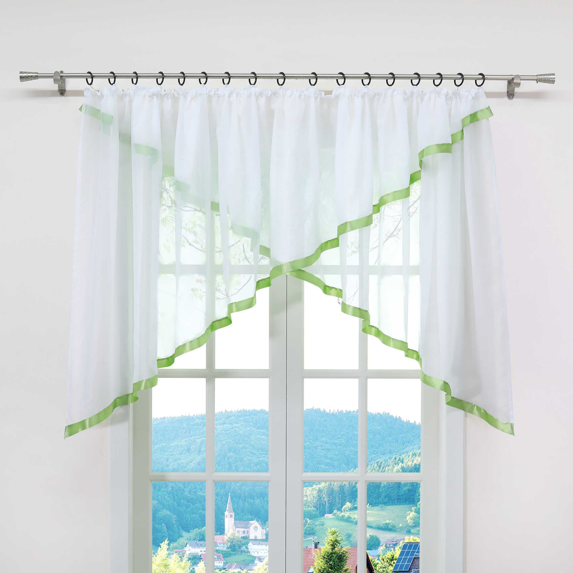 Scheibengardinen Kräuselbandgardine Fensterdeko Kreuzdesign Obere Fensterabdeckung 1 stück