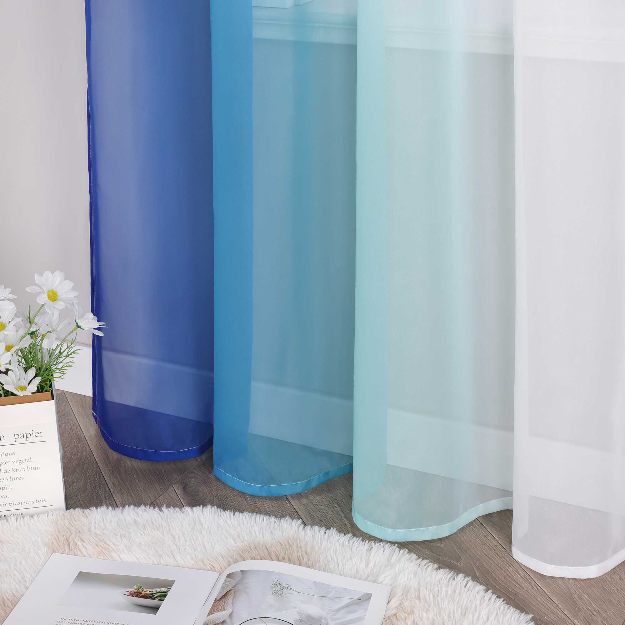 Transparente Vorhänge mit Farbverlauf 2er Set