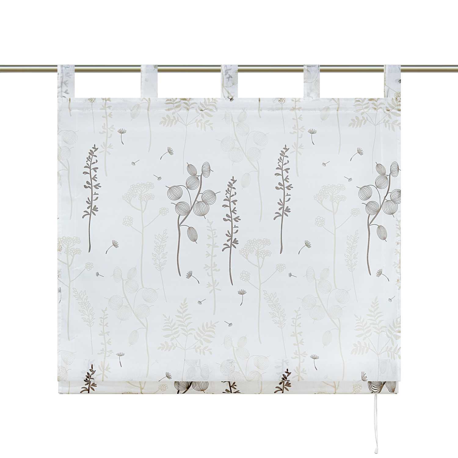 Raffrollo mit Schlaufen Voile Raffgardine Modern Küche Gardinen mit Laternenblume Muster Wohnzimmer Halbtransparent