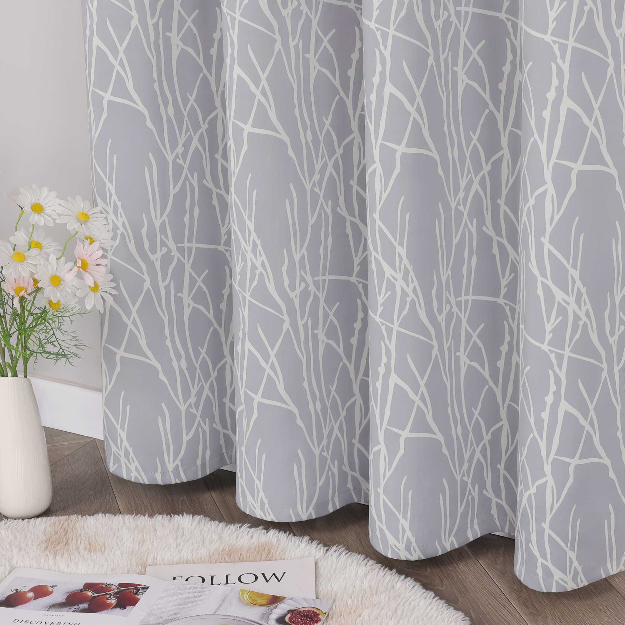 Verdunkelungsvorhang Blickdichte Gardinen für Schlafzimmer Wohnzimmer mit Ösen Schals Grau 1 Stück