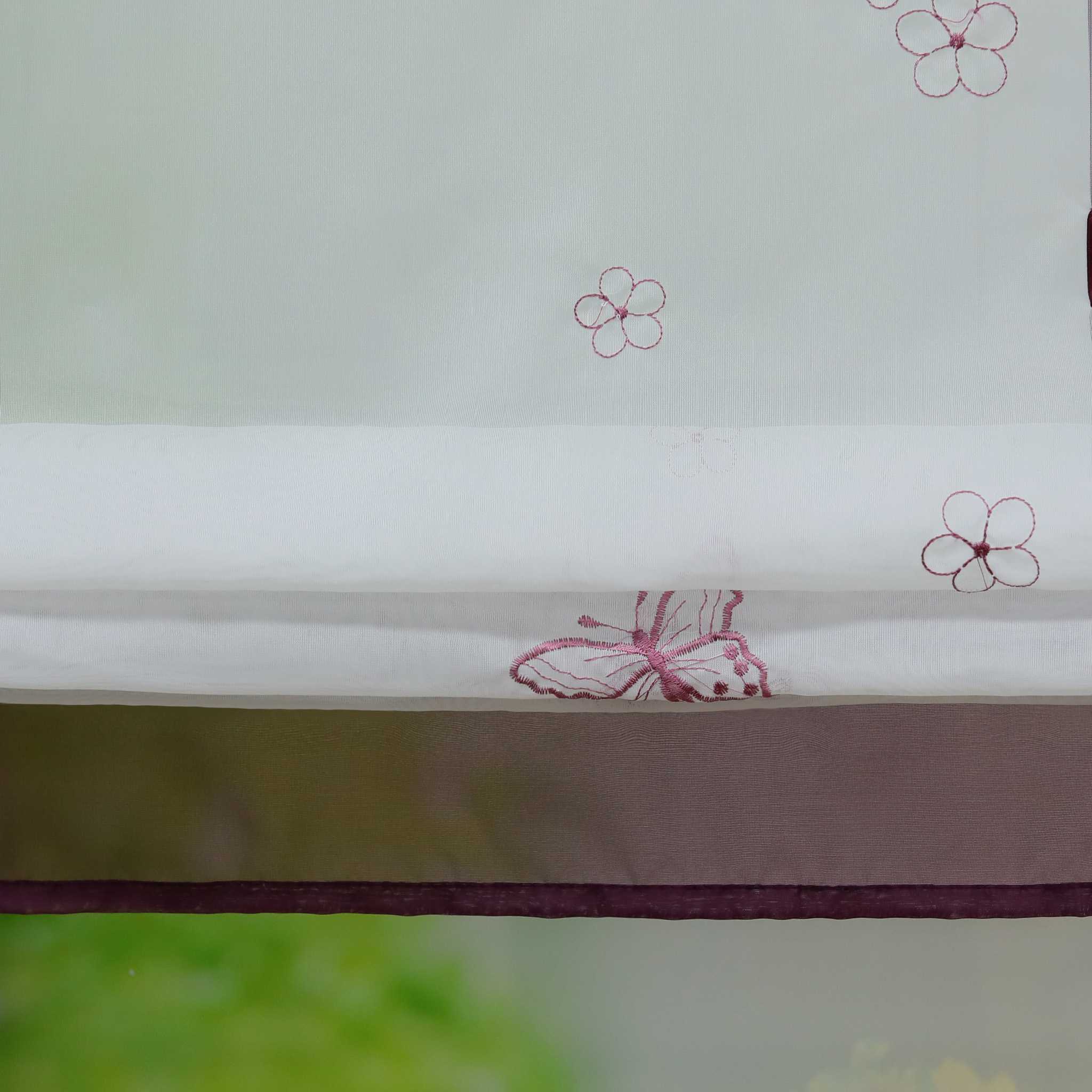 Raffrollo durch Tunnelzug Voile Küchengardinen modern Raffgardinen mit Stickerei Transparent 1 Stück