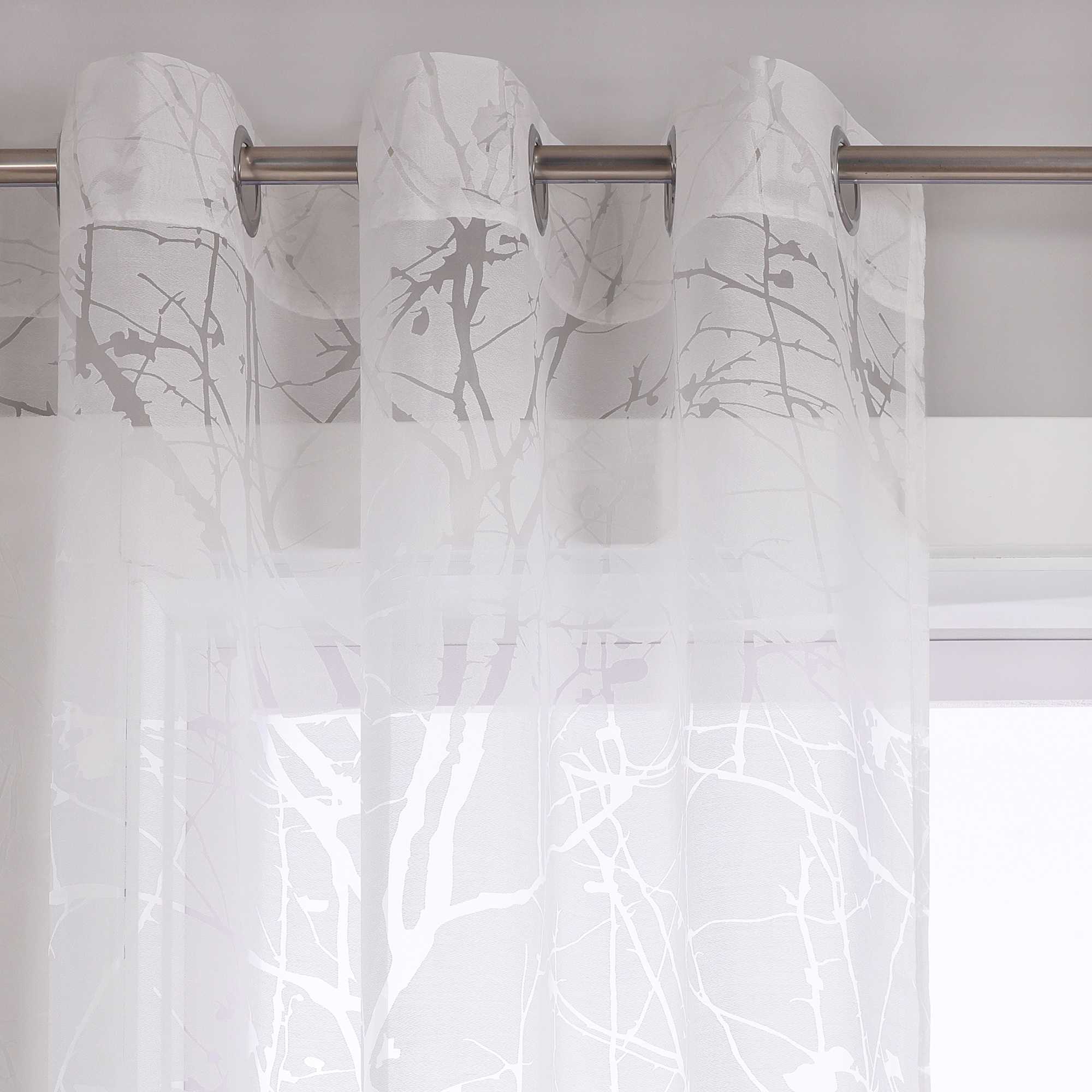 Transparente Vorhang mit Blumenmuster aus Polyester Lichtdurchlässig Wohnzimmer weiß 1 stück