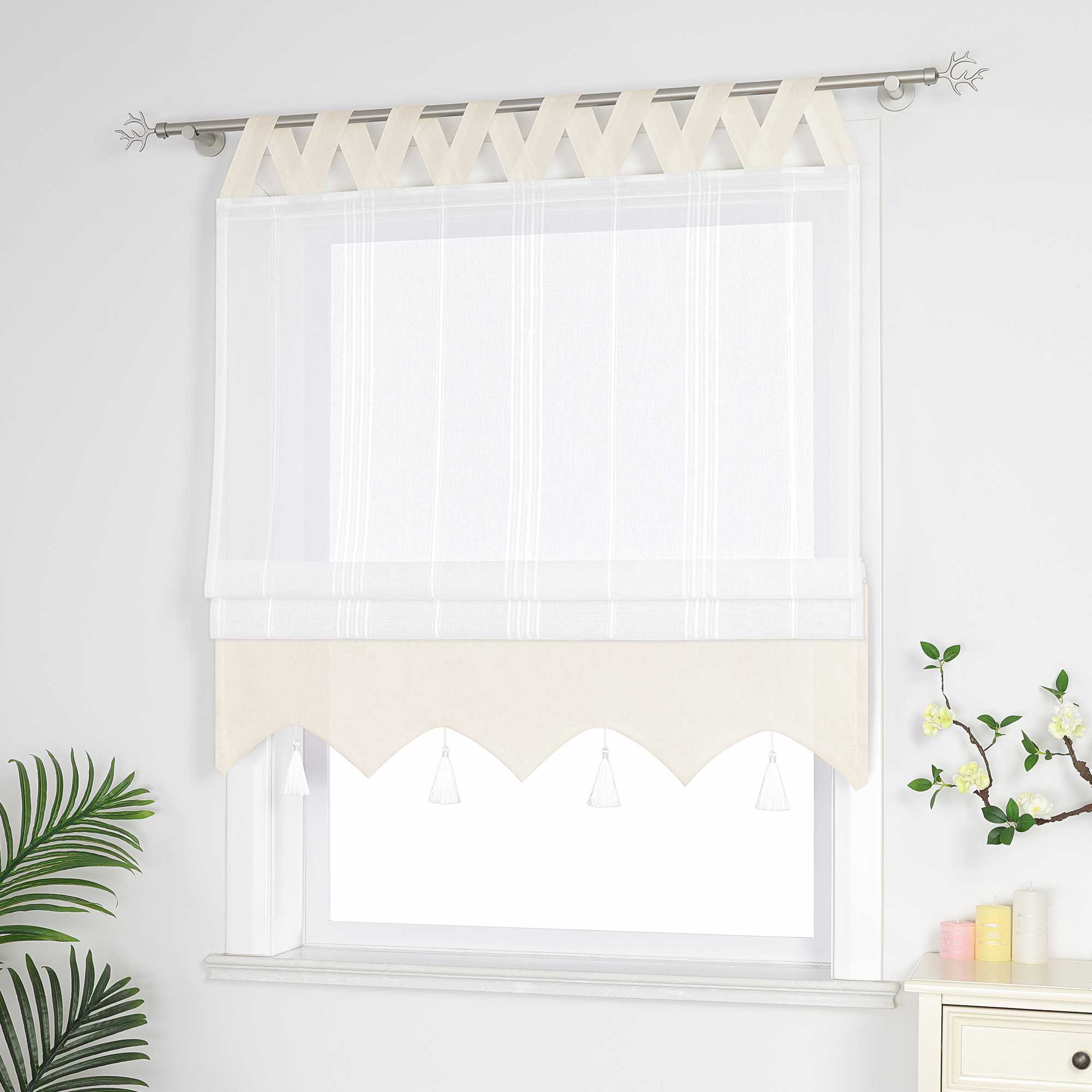 Delien Raffrollo mit Schlaufen und Quasten | Elegantes Design für stilvolle Fenster