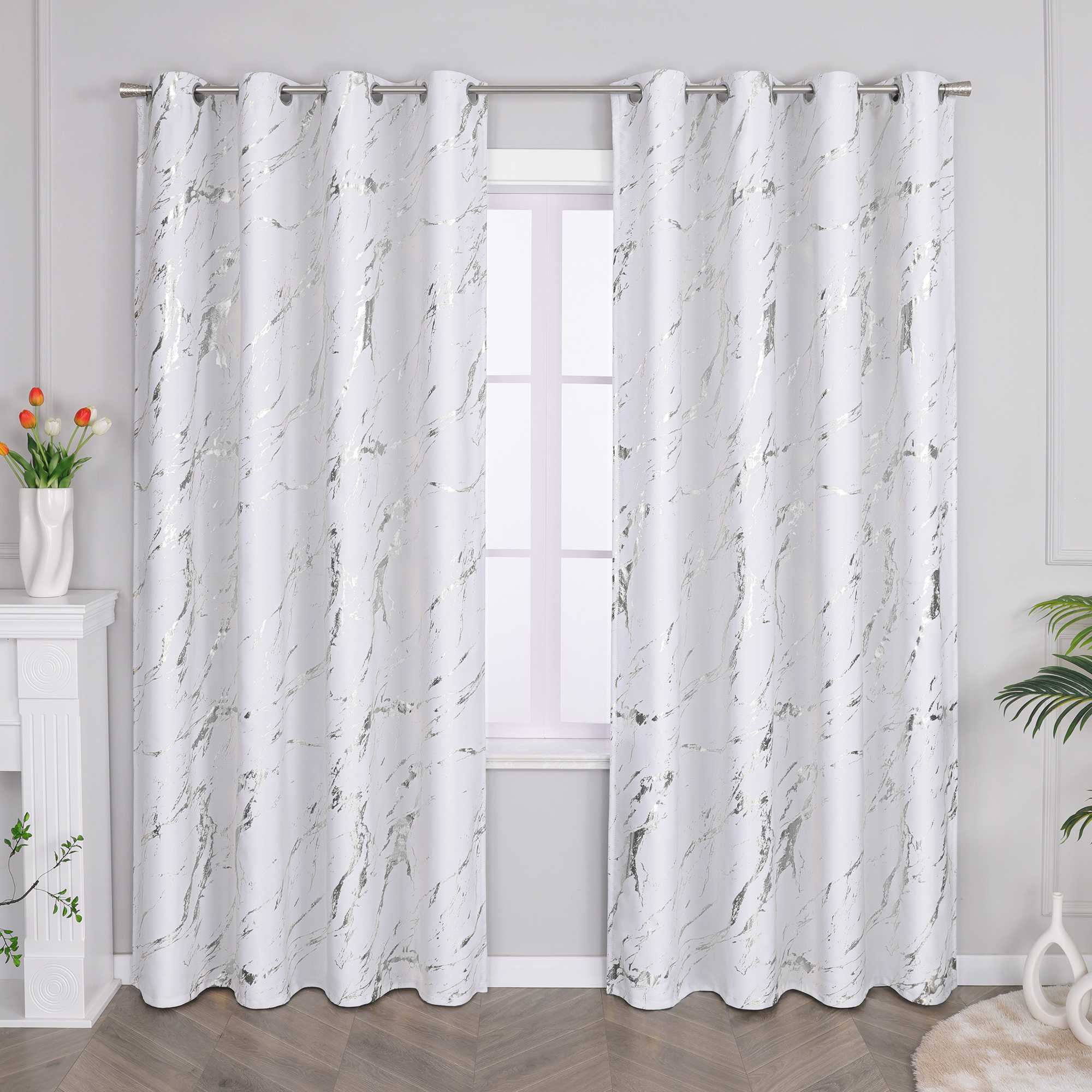 Verdunkelungsvorhang mit Marmor-Optik luxuriöser Fensterschal Wohnzimmer 1 Stück