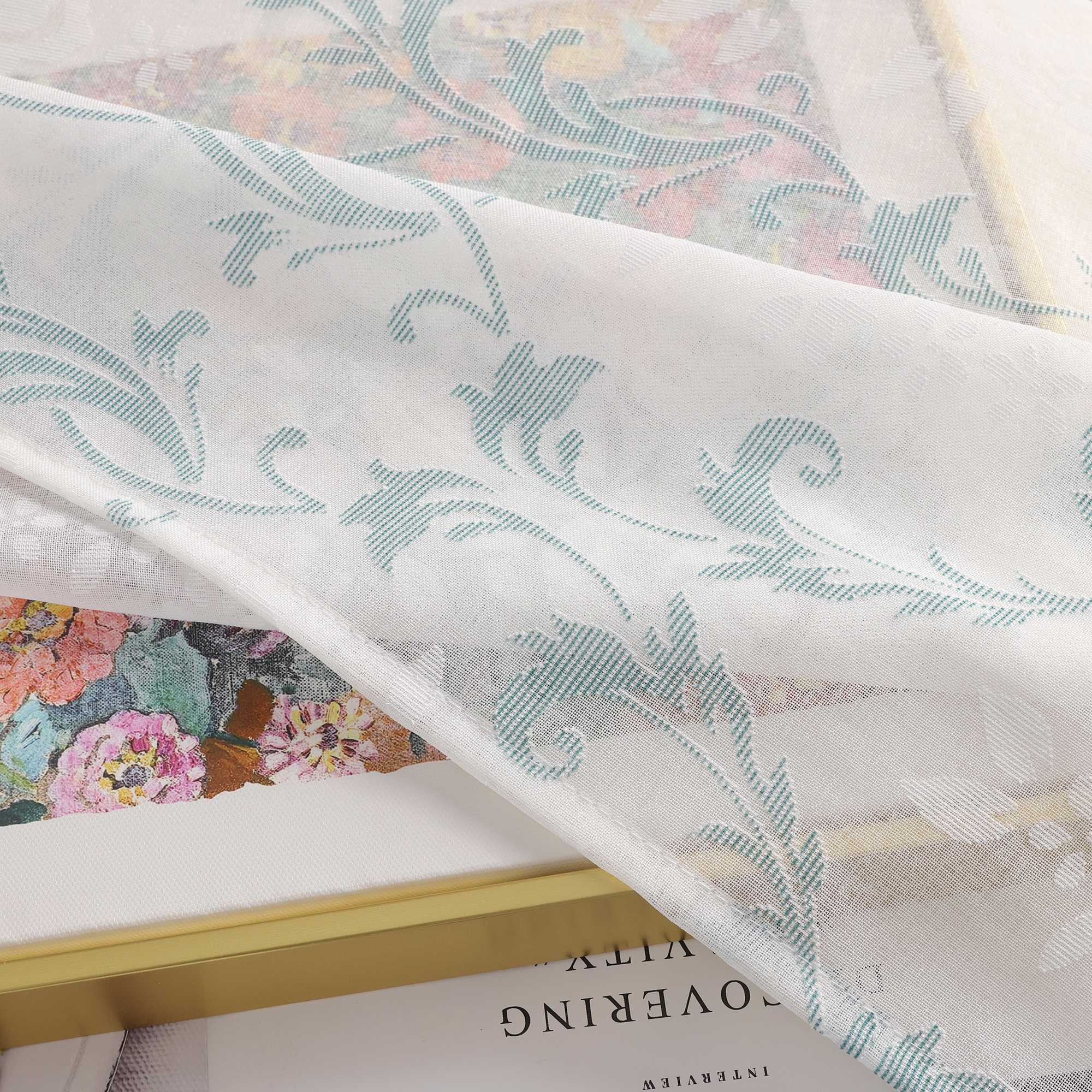 Elegante Transparente Gardinen mit Rankenmuster Ösenschal 1 stück