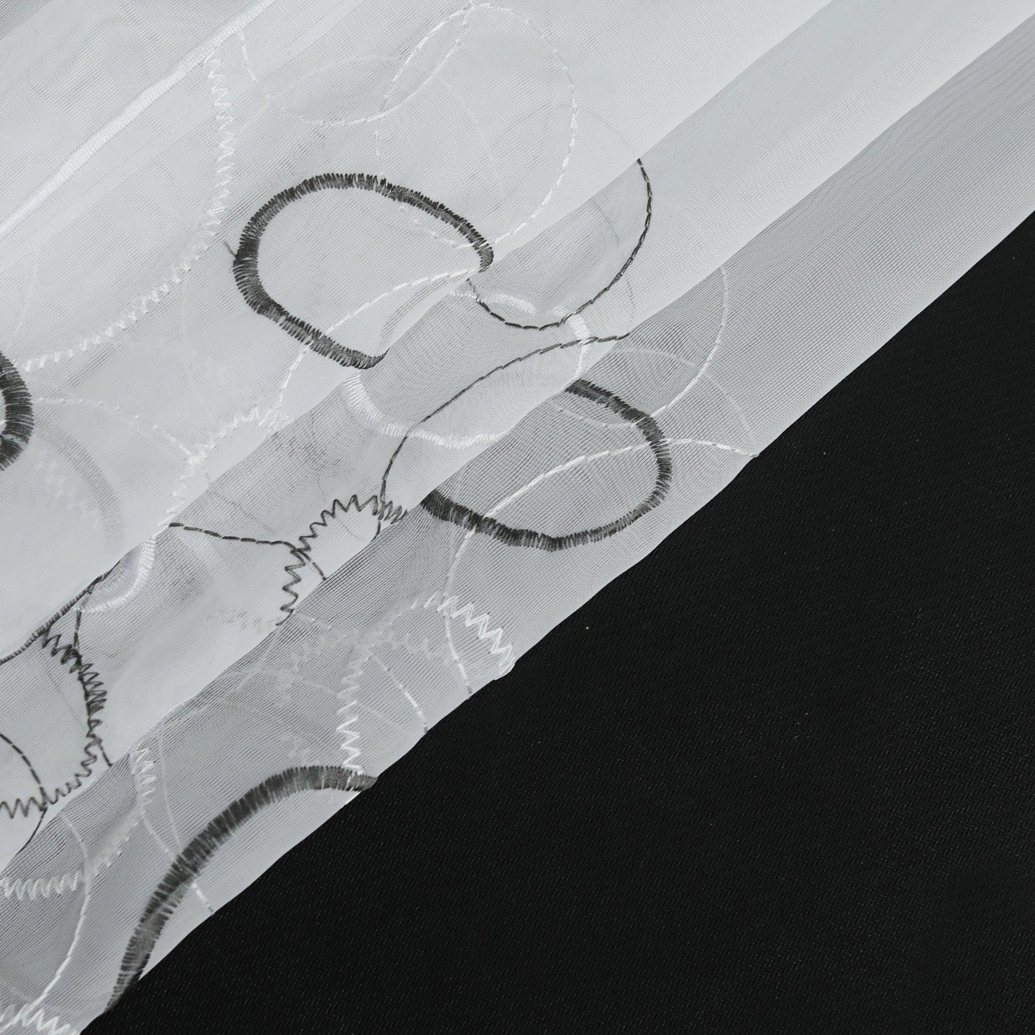 Scheibengardine durch Stangendurchzug transaprent Kreis-Muster lichtdurchlässig Fensterdeko 1 stück