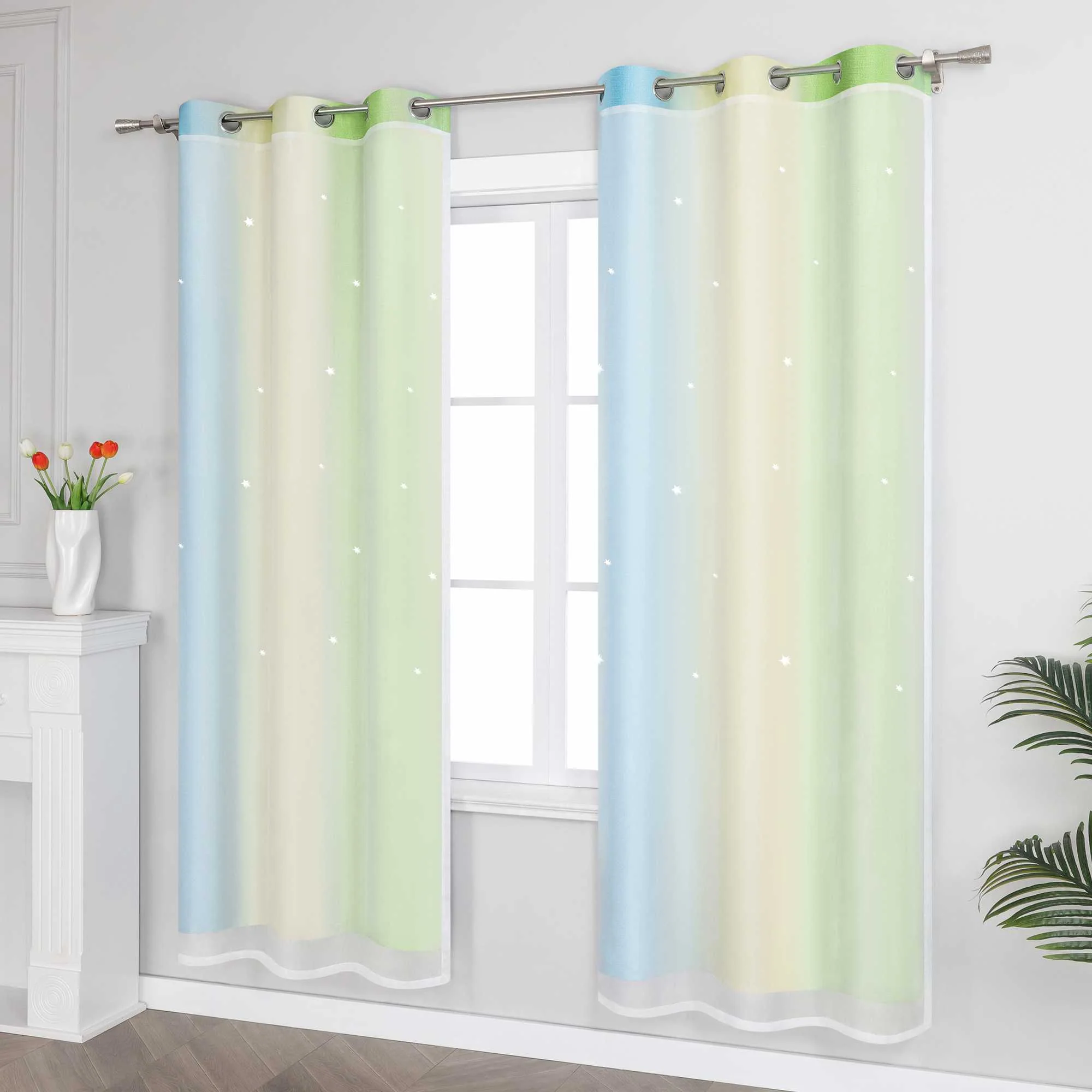 2-in-1 Vorhang Kinderzimmer mit Sternen 1 stück