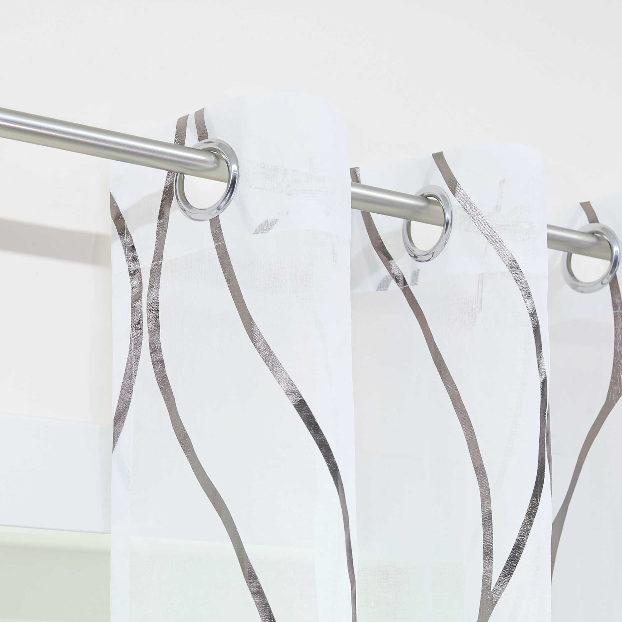 Transparenter Vorhang Ösenschal mit Wellenmuster lichtdurchlässig