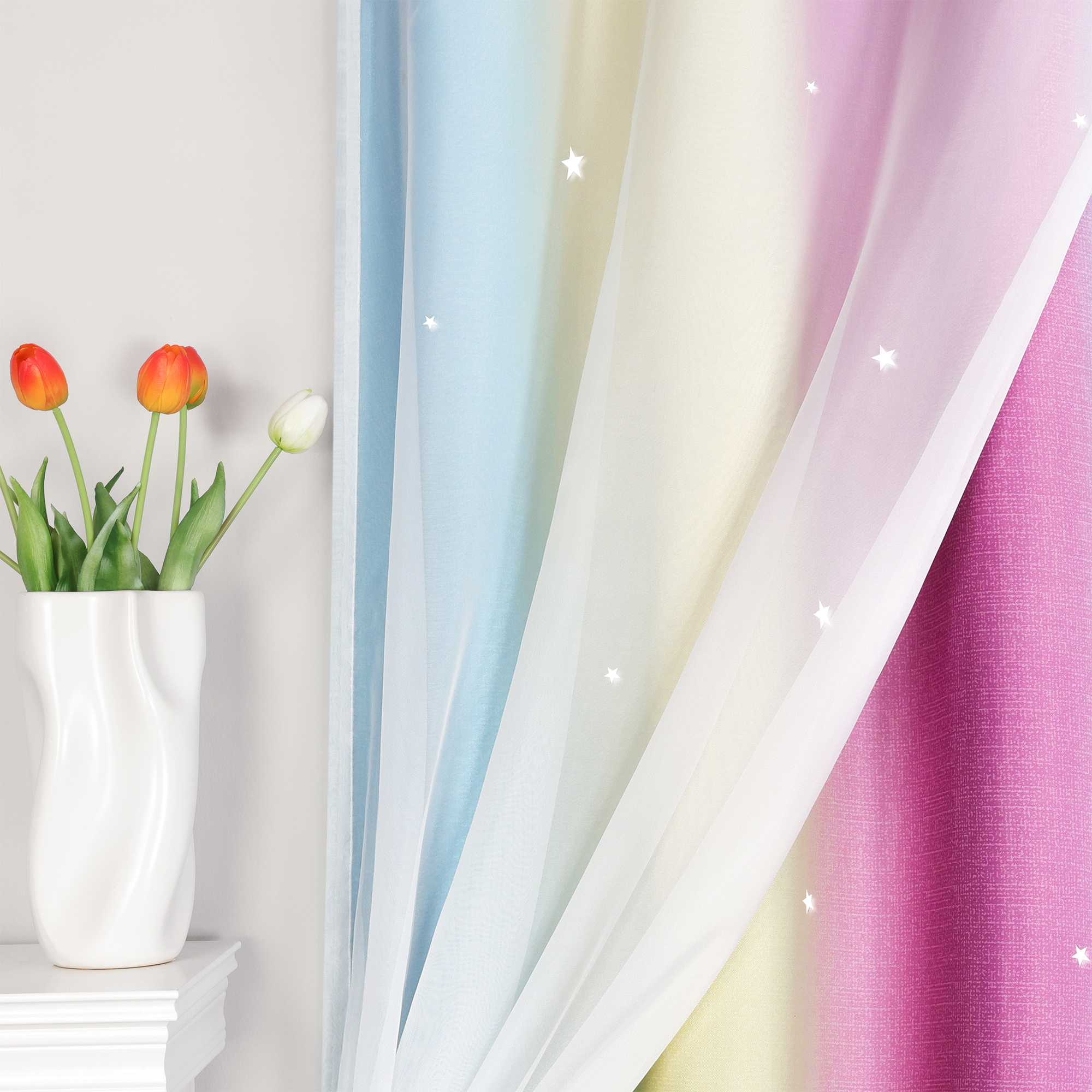 2-in-1 Vorhang Kinderzimmer mit Sternen 1 stück