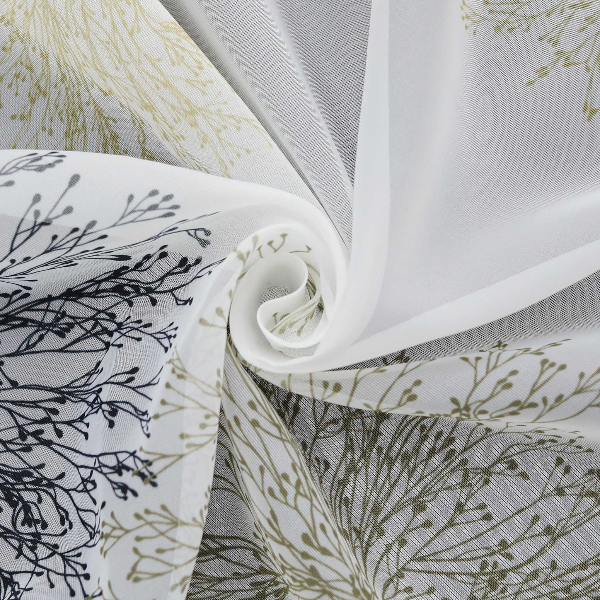 Voile-Vorhang Kräuselbandschal Transparente mit Blumenmuster leichte Schutzfunktion 1 Stück
