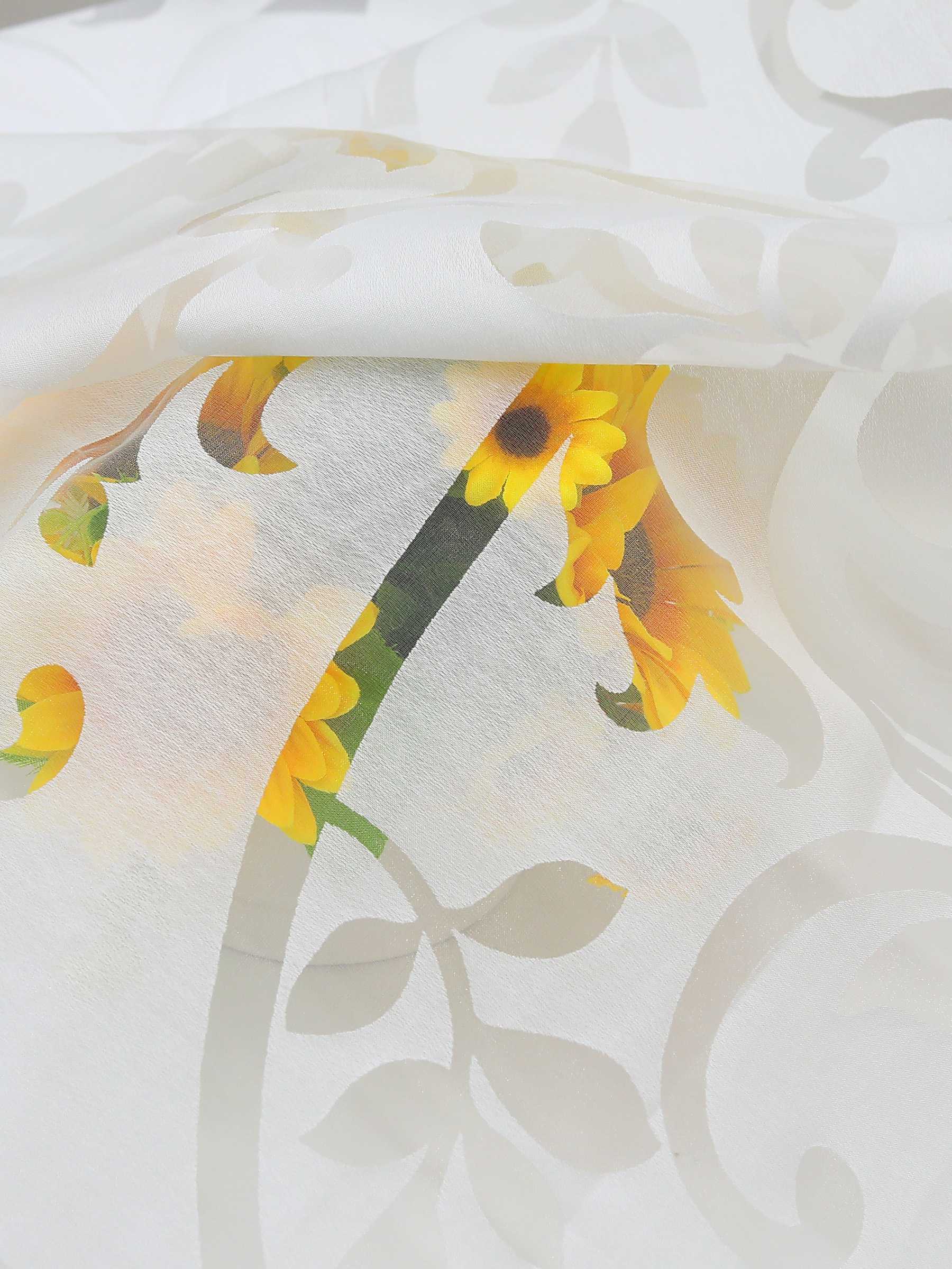 Schiebegardine Flächenvorhänge Klettbandschal mit Blumenmuster transparent modern 2er Set