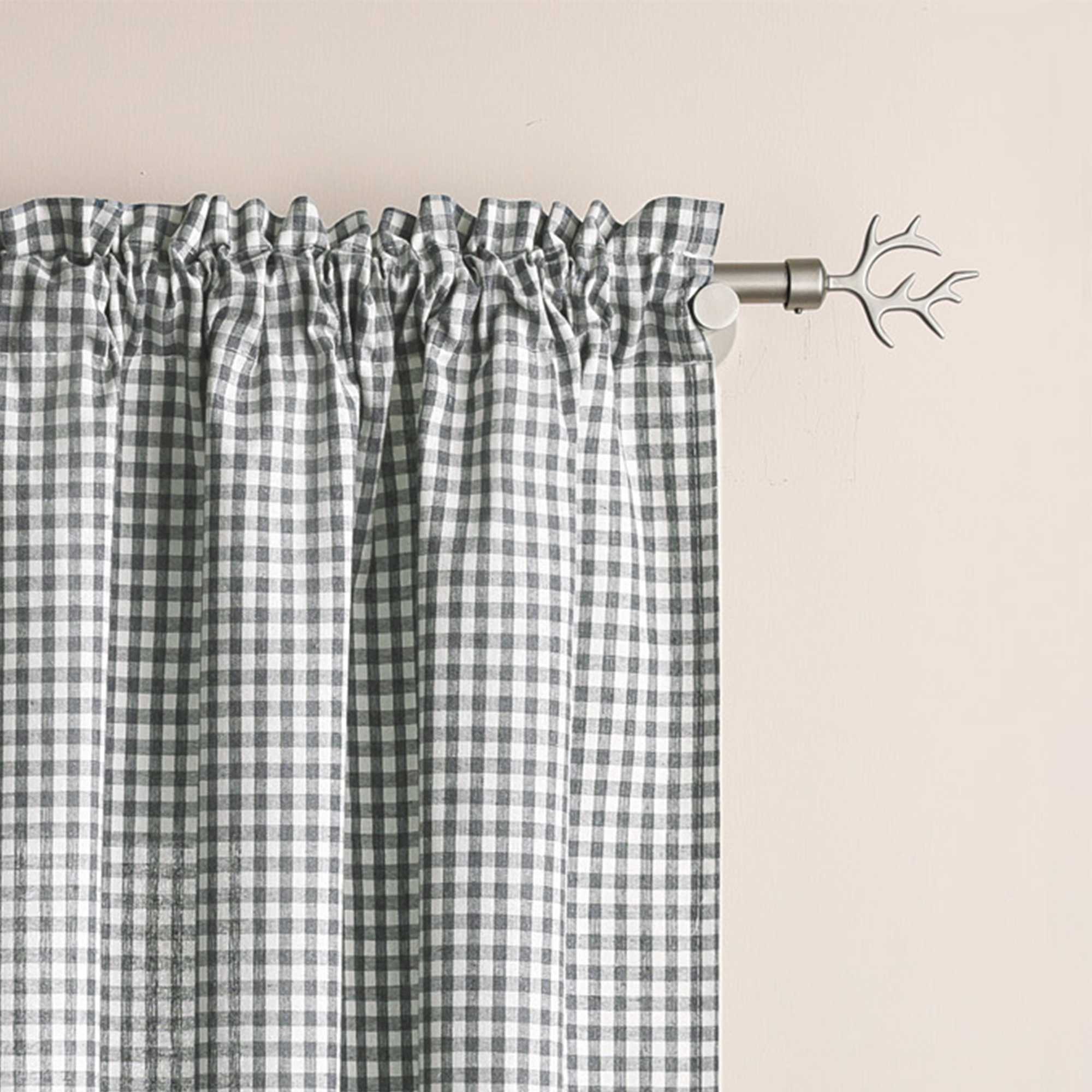 Kurzgardinen im Volant-Stil mit Karomuster 2er Set