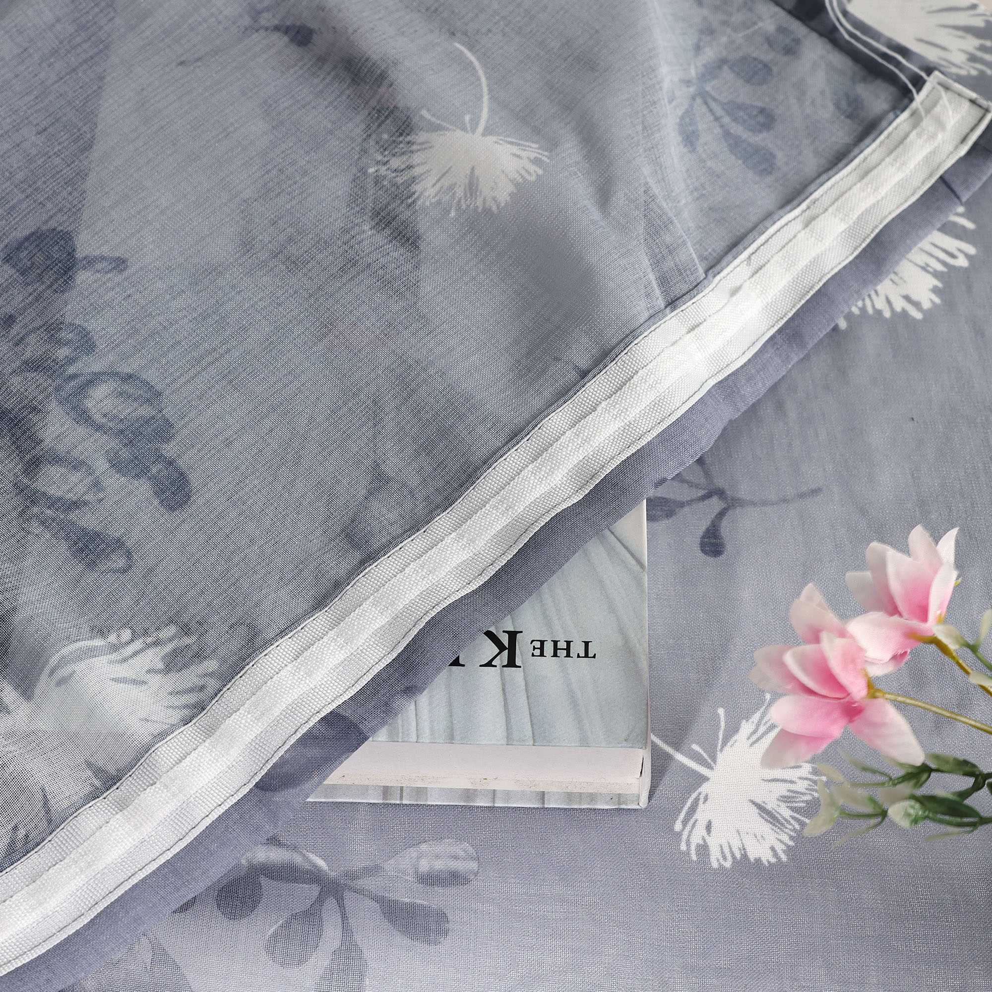 Transparente Vorhang aus Polyester durch Kräuselband mit Unregelmäßigen botanischen Mustern 1 stück