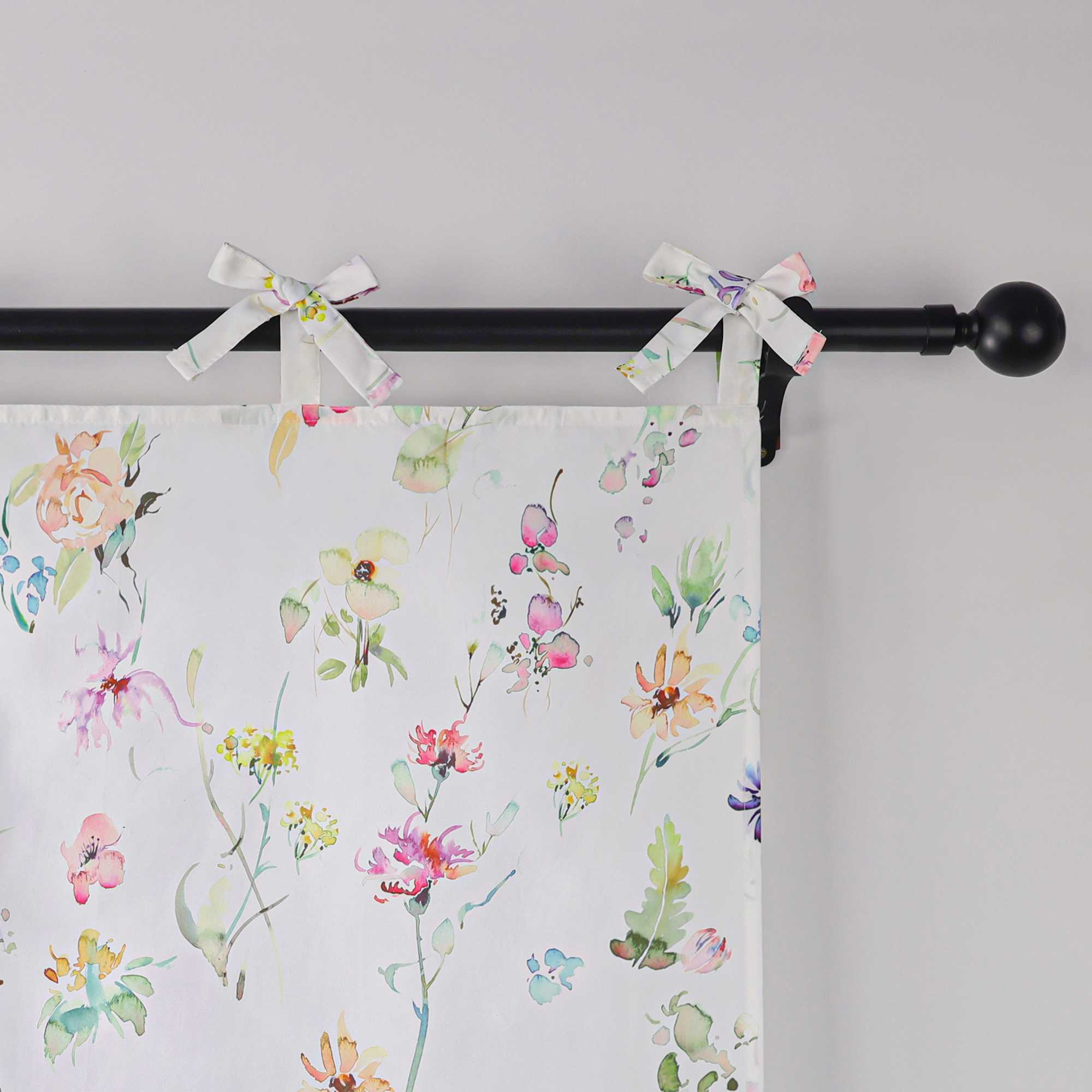 Scheibengardine Bistrogardine aus Polyester mit bunten Blumenmustern und Schleifen 1 stück