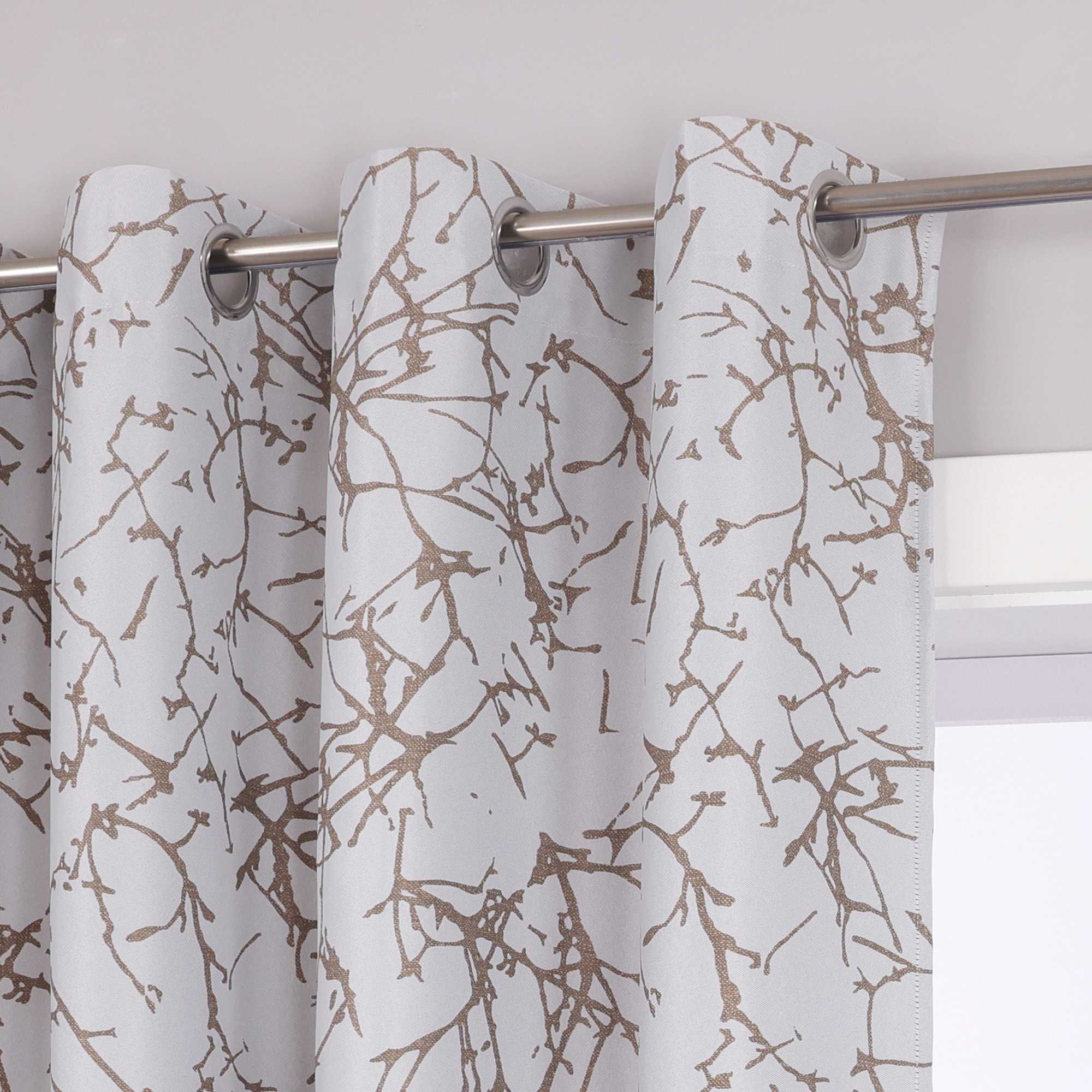 Verdunkelungsvorhang Blickdichte Gardinen Ösenschal mit Zweigdruck Thermovorhang Schlafzimmer Wohnzimmer 1 Stück