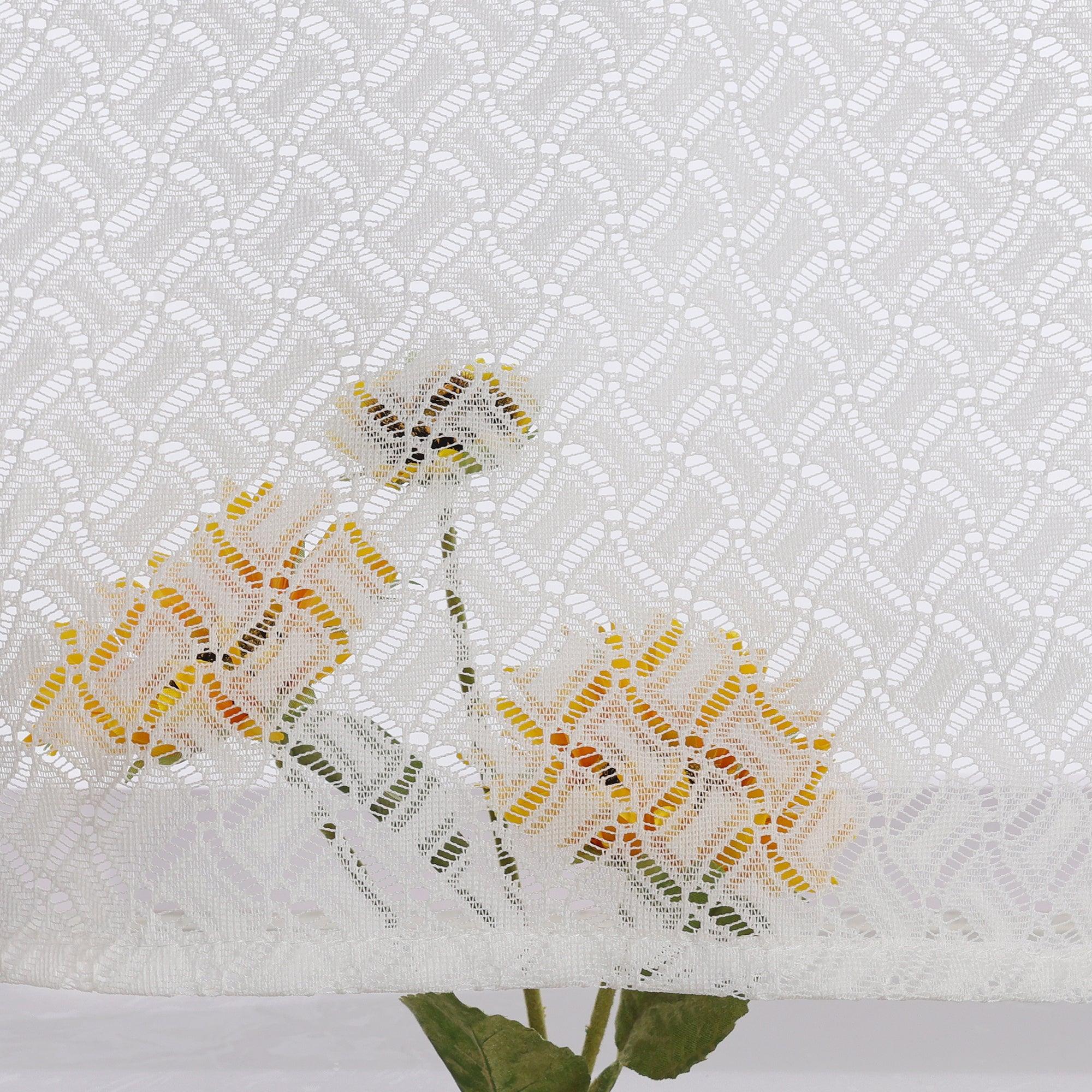 2er Set Scheibengardinen Jacquard Bistrogardine durch Tunnelzug Kurzgardinen Halbtransparent Weiß