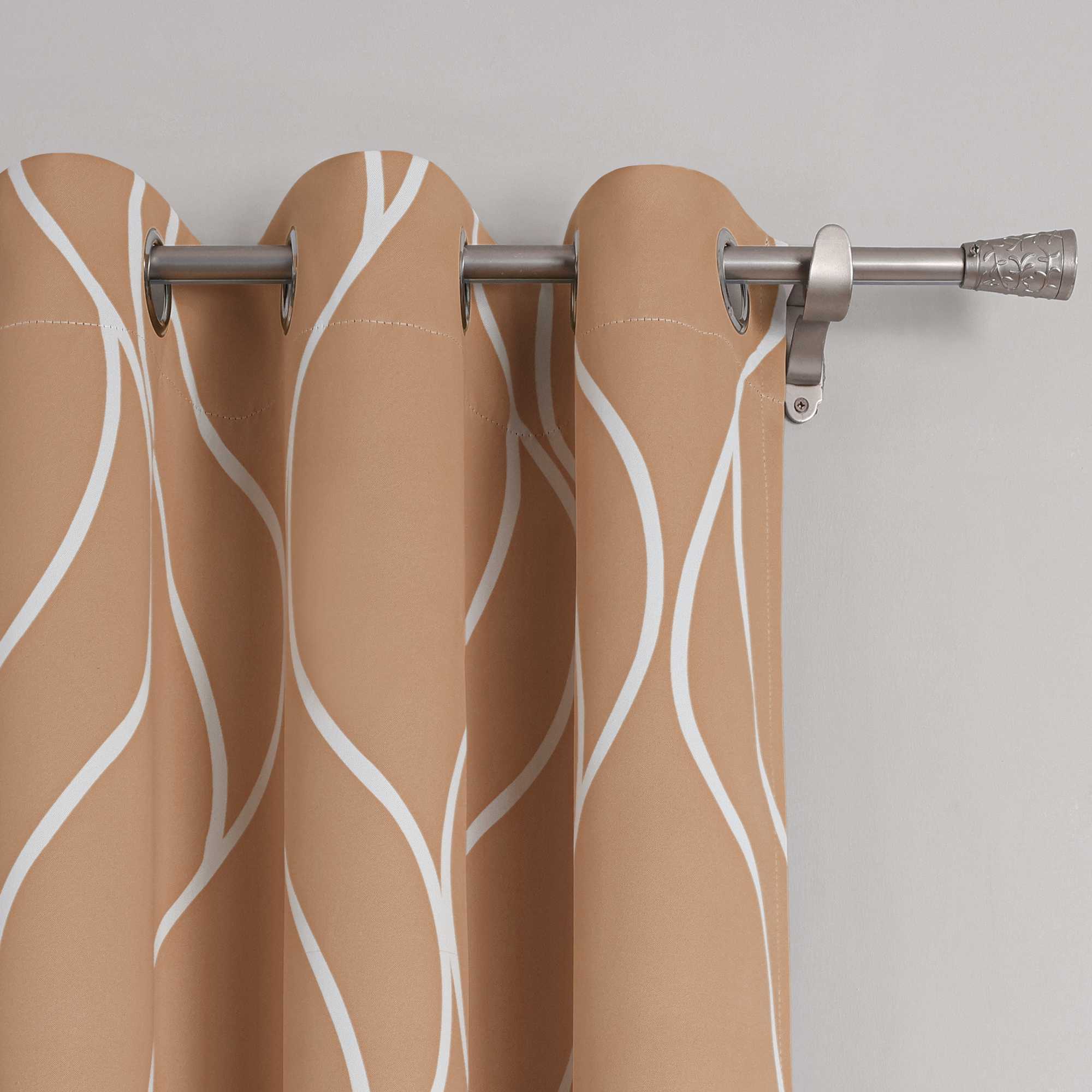 Verdunkelungsvorhänge Ösenschal mit Wellenmuster Blickdichte Landhaus Schlafzimmer  1 St.