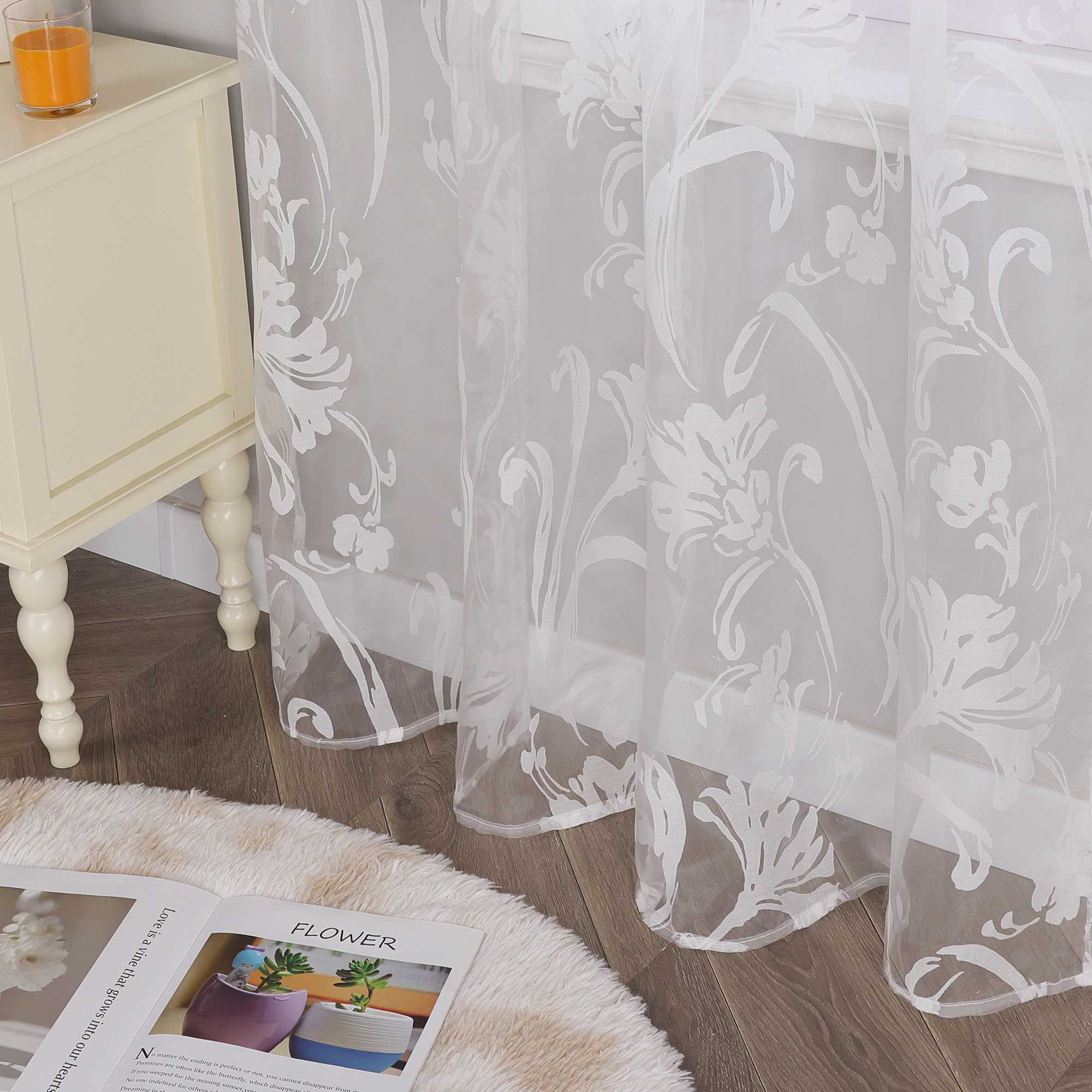 Vorhang mit Blumenmuster transparent Wohnzimmer Schlafzimmer  1 stück