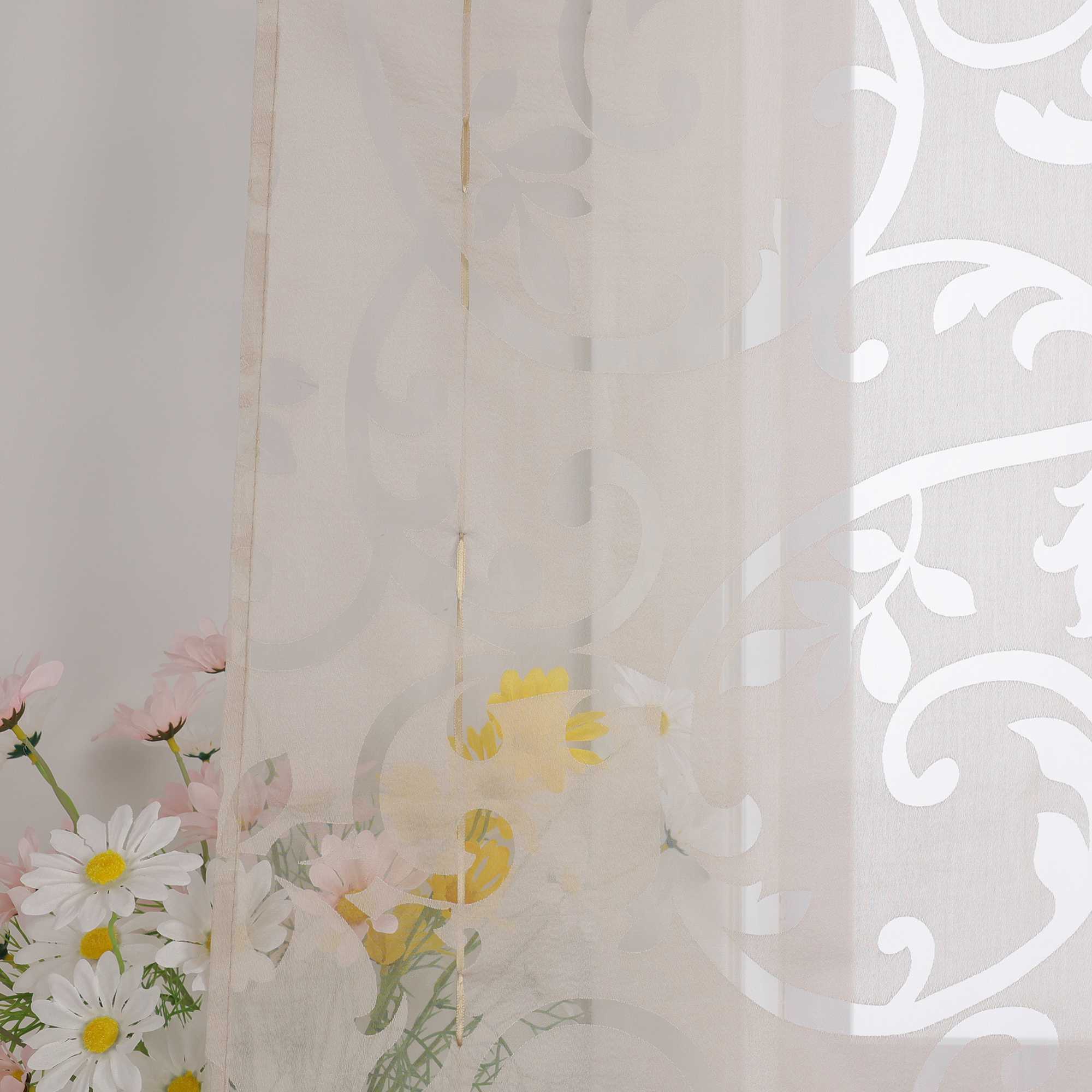 Transparente Schlaufengardine mit Blumenmuster Café Fenstergardine Raffrollos 1 Stück