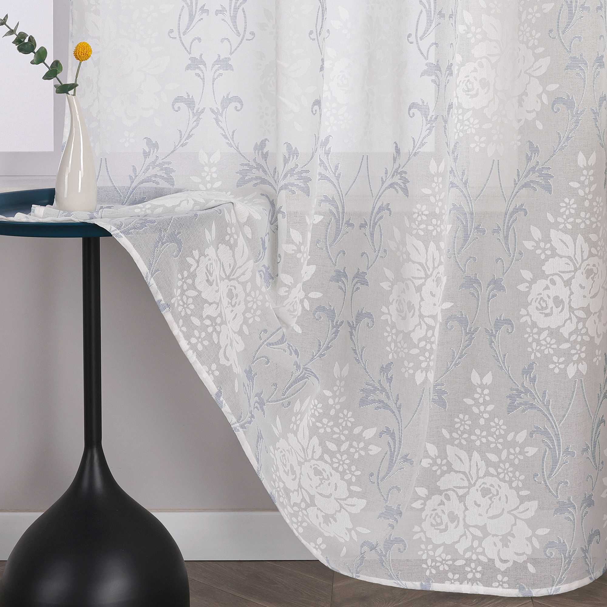 Elegante Transparente Gardinen mit Rankenmuster Ösenschal 1 stück