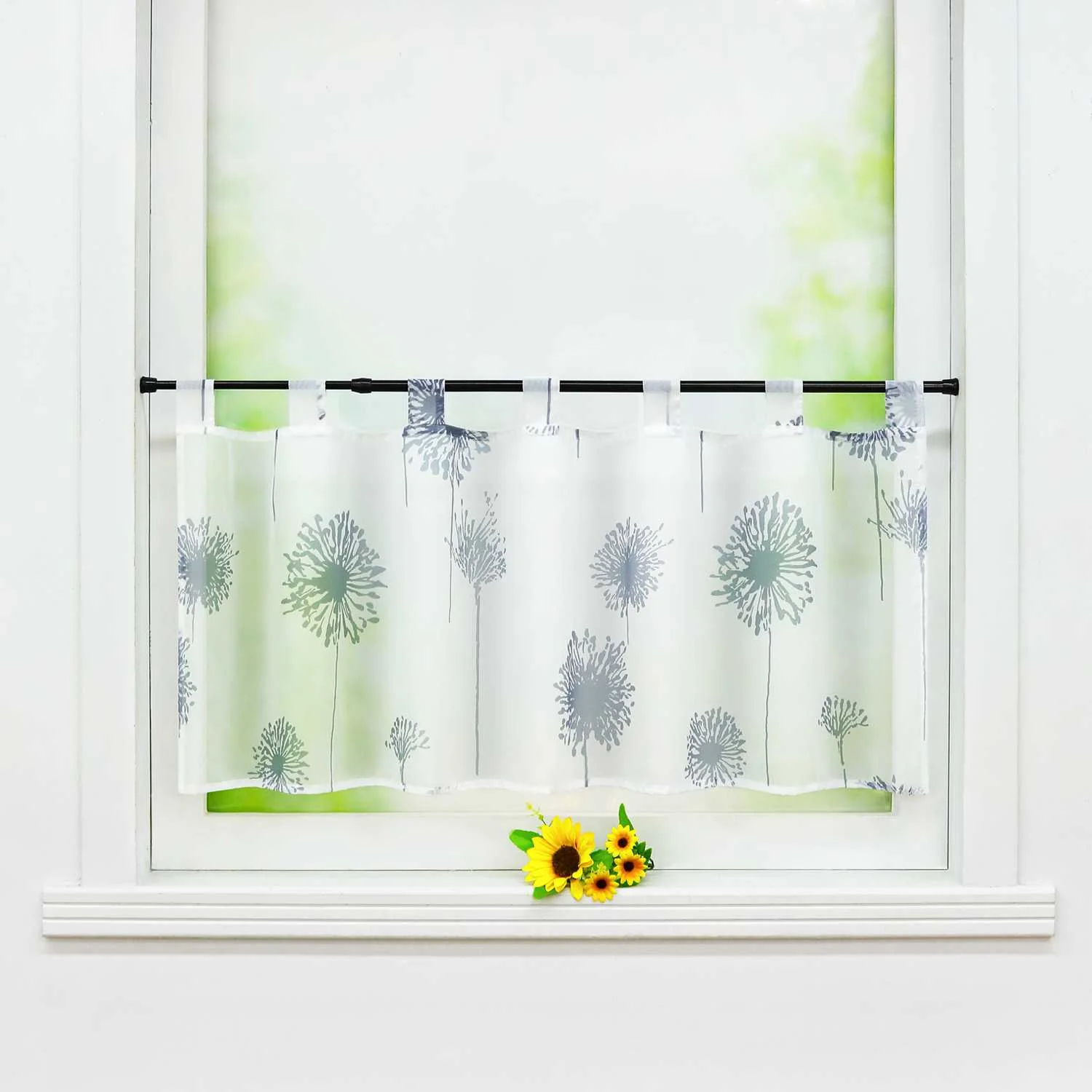 Scheibengardine Schlaufengardine transparent Pusteblumenmuster 1 Stück