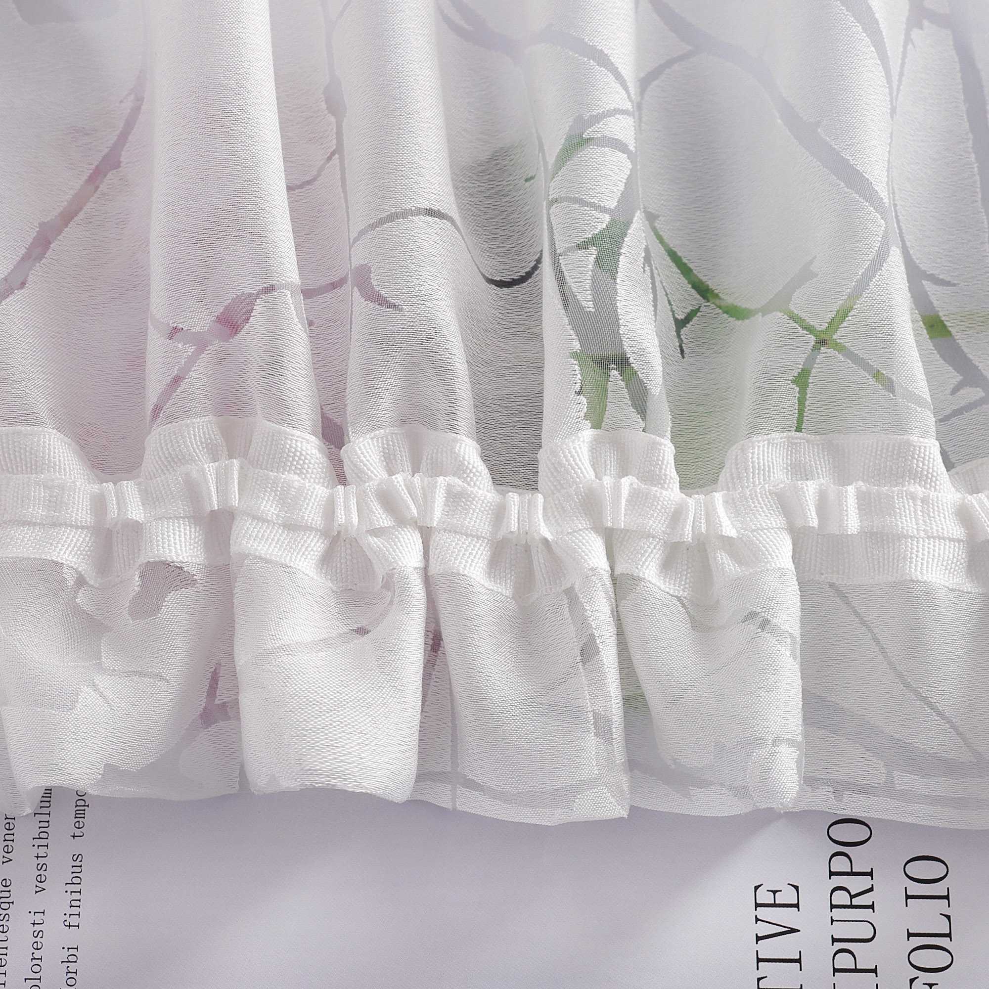 Transparente Vorhang mit Blumenmuster aus Polyester Lichtdurchlässig Wohnzimmer weiß 1 stück