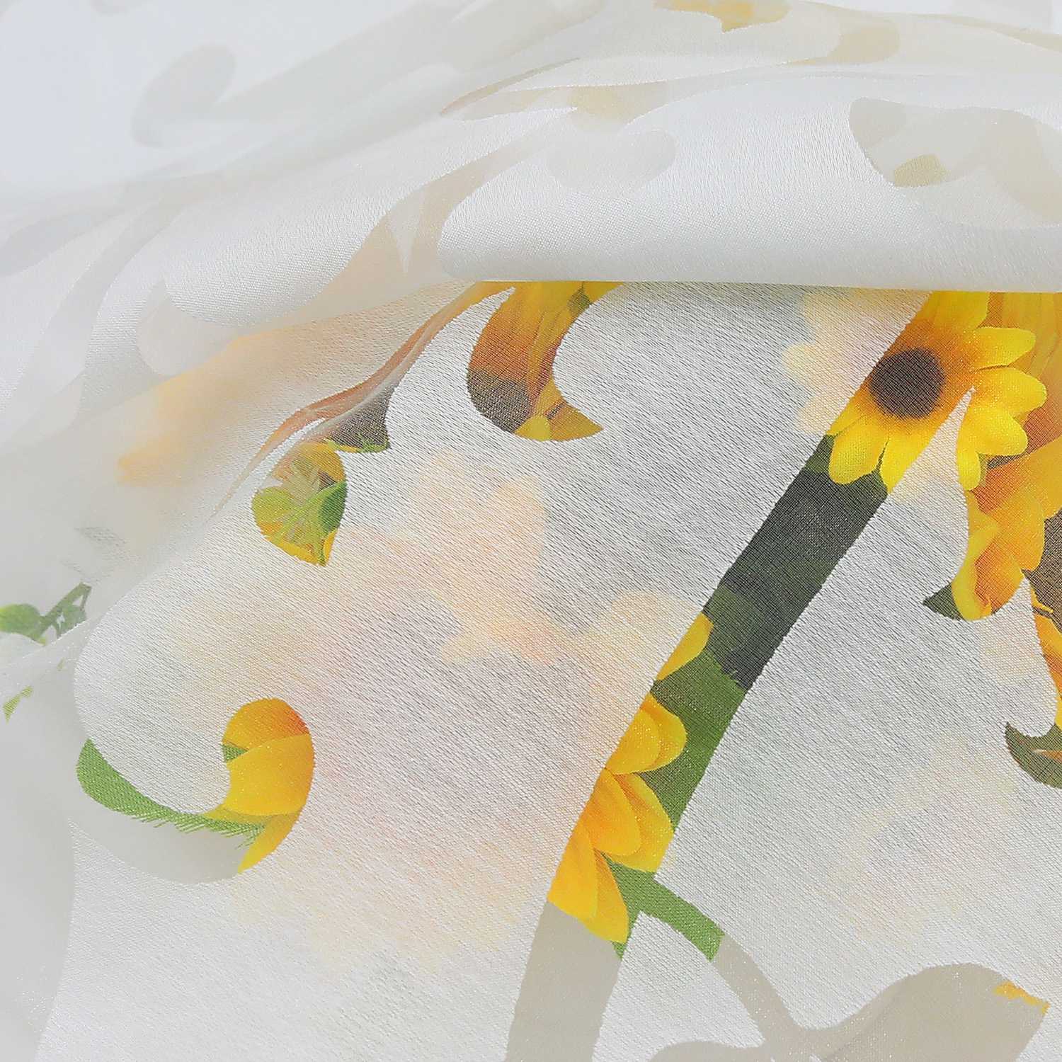 Eleganter transparenter Vorhang mit floralem Muster lichtdurchlässiger Fensterschal für Wohnzimmer 1 Stück