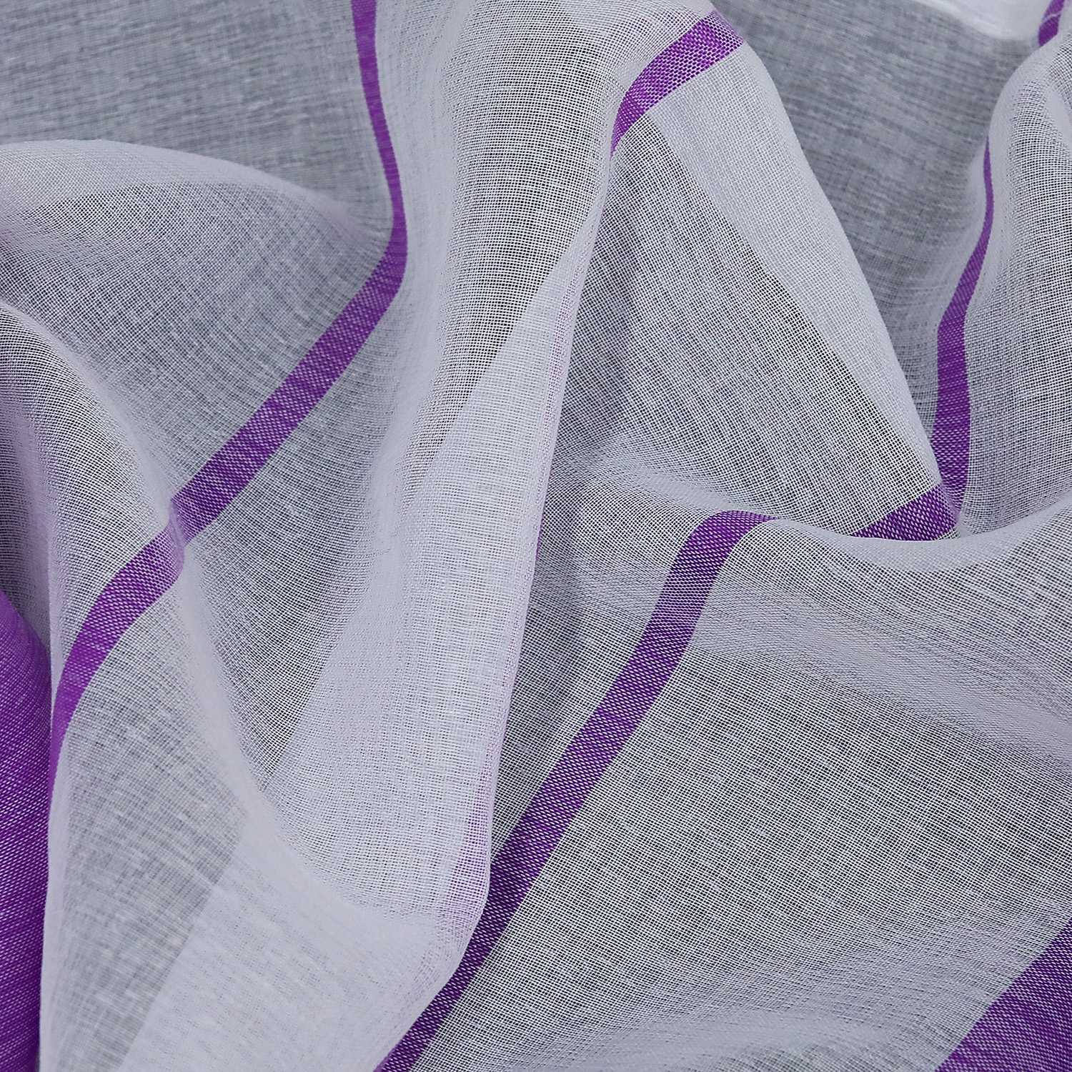 Scheibengardine durch Stangendurchzug zusammenziehbar weiße Streifenmuster halbtransparent 1 Stück