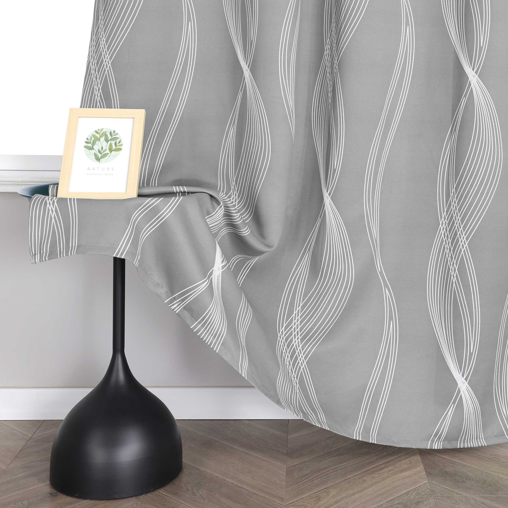 Verdunkelungsvorhänge Ösenschal Blickdichte Gardinen Modern Thermovorhang Wohnzimmer mit Wasserwellenmuster 1 Stück