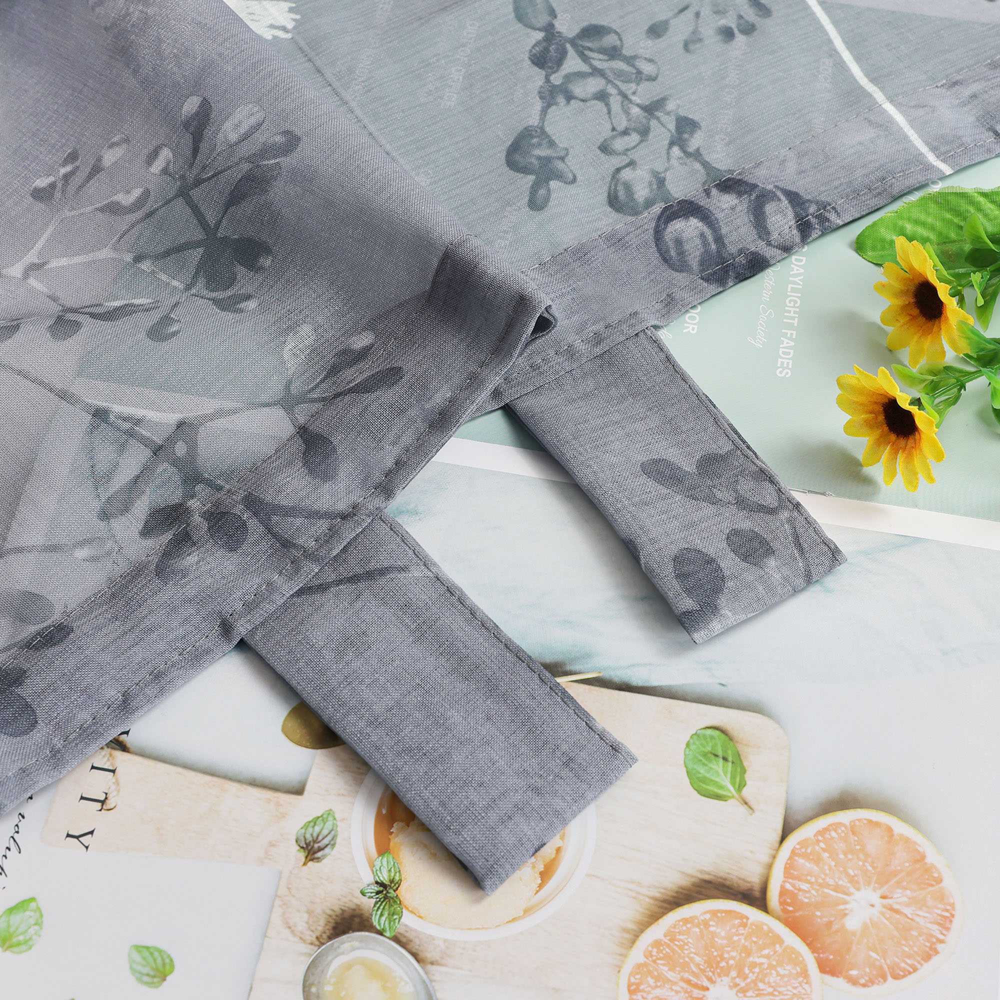 Raffrollo mit Schlaufen Voile Gardinen Landhaus Küche Raffgardinen Schlaufenrollo Transparent