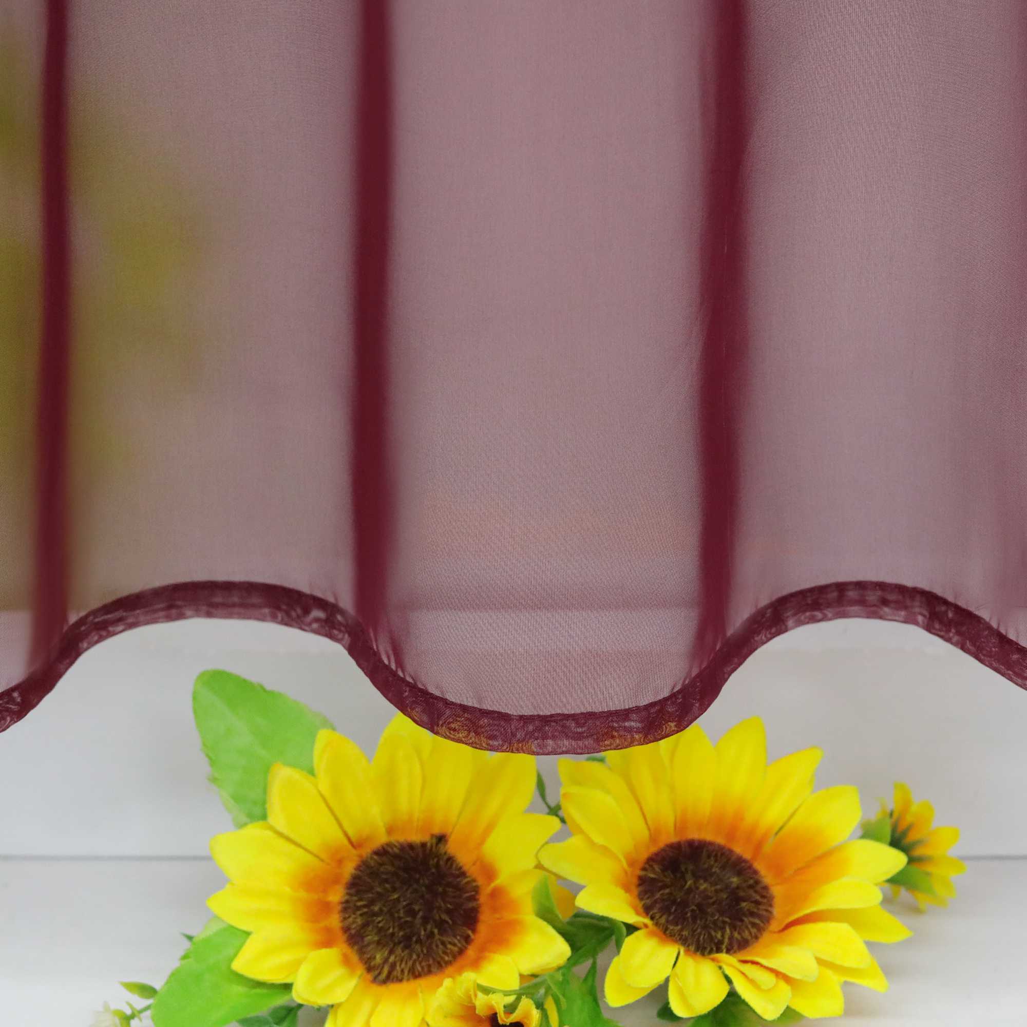 Scheibegardine durch Stangendurchzug zusammenziehbar Transparent Unifarbe Luftdurchlässig zusammenziehbar 2 Stück