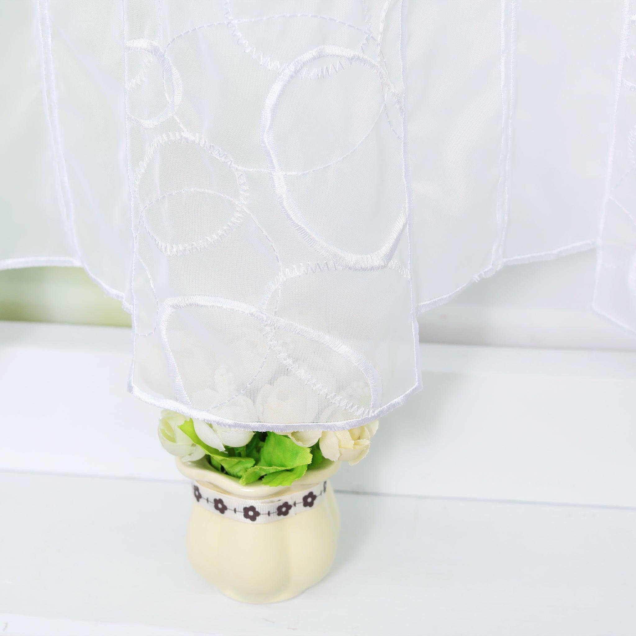 Scheibengardine durch Stangendurchzug transaprent Kreis-Muster lichtdurchlässig Fensterdeko 1 stück