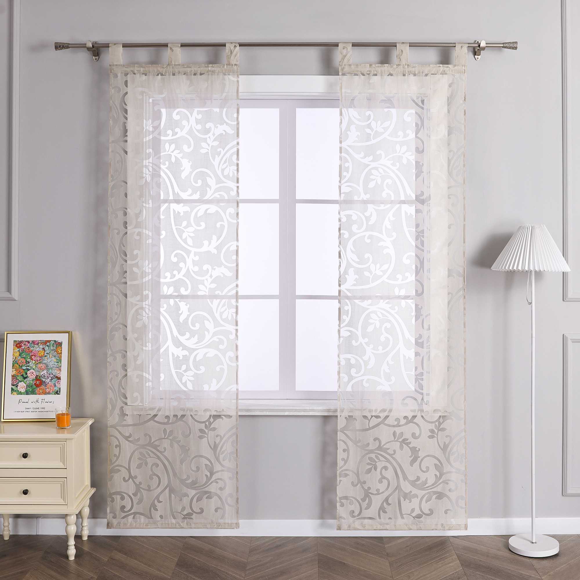 Schiebegardinen Schlaufenschal Ausbrenner Flächenvorhänge Schiebevorhang mit Phönixblütenmuster Transparent