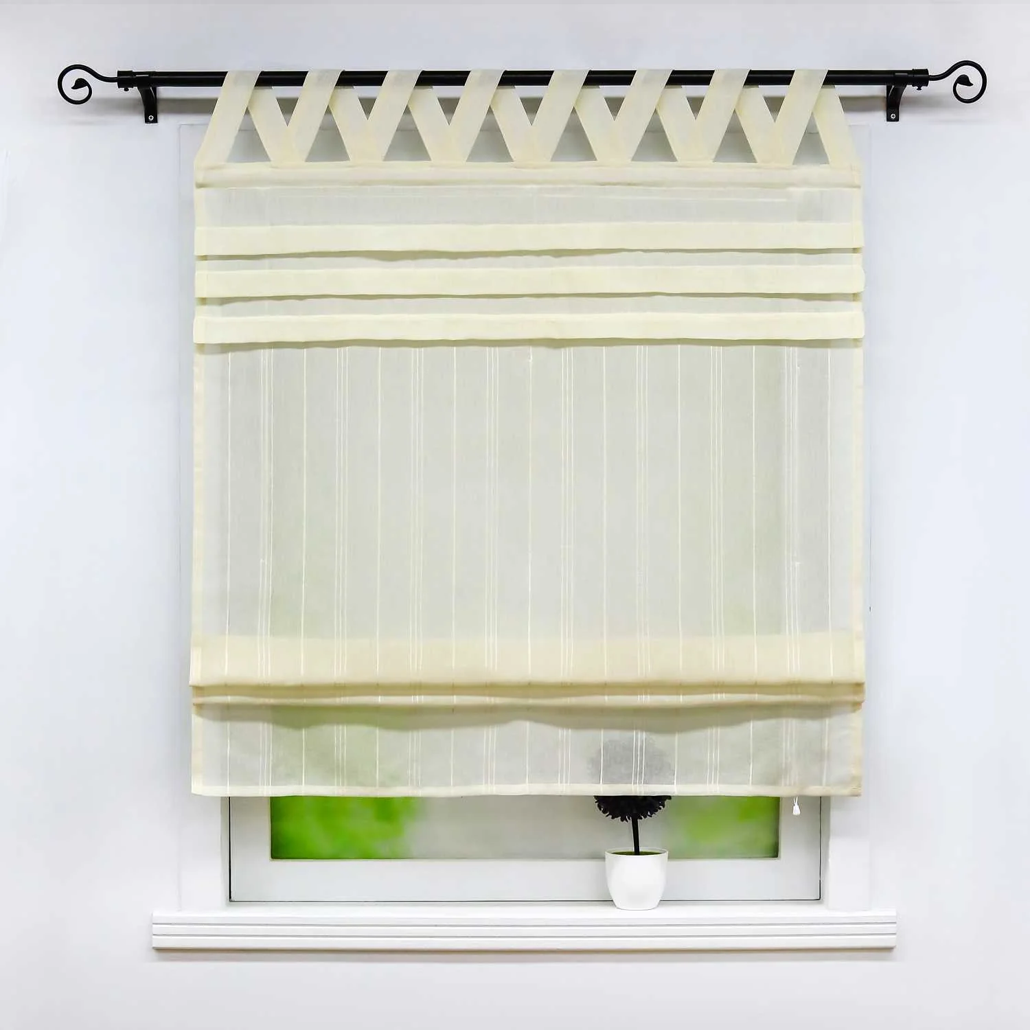 Delien Rollo klassisch weiß mit V-Schlaufen hochziehbar gardine