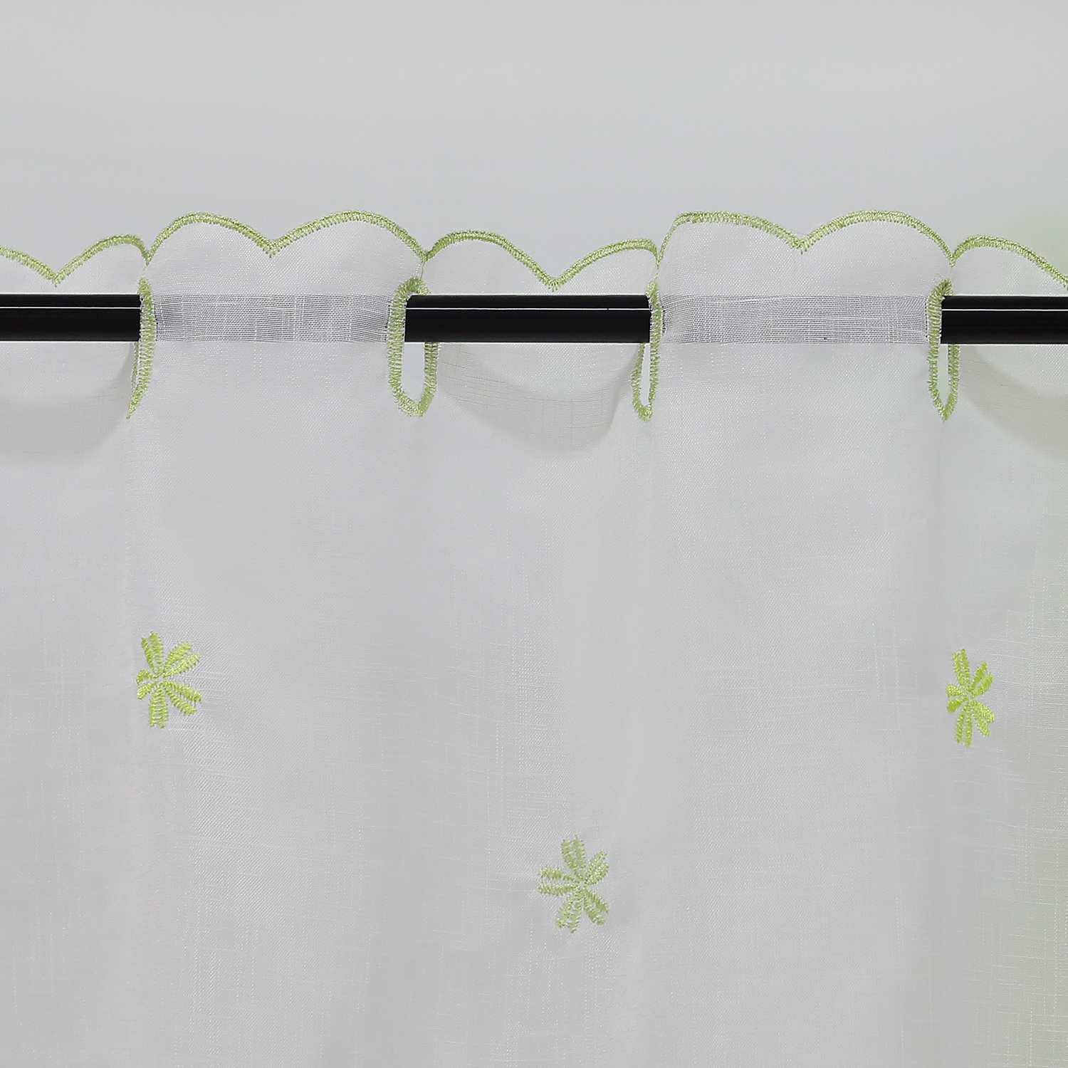 Scheibengardine durch Stangendurchzug Halbtransparent Blumenmuster und Stickereikunst 1 Stück