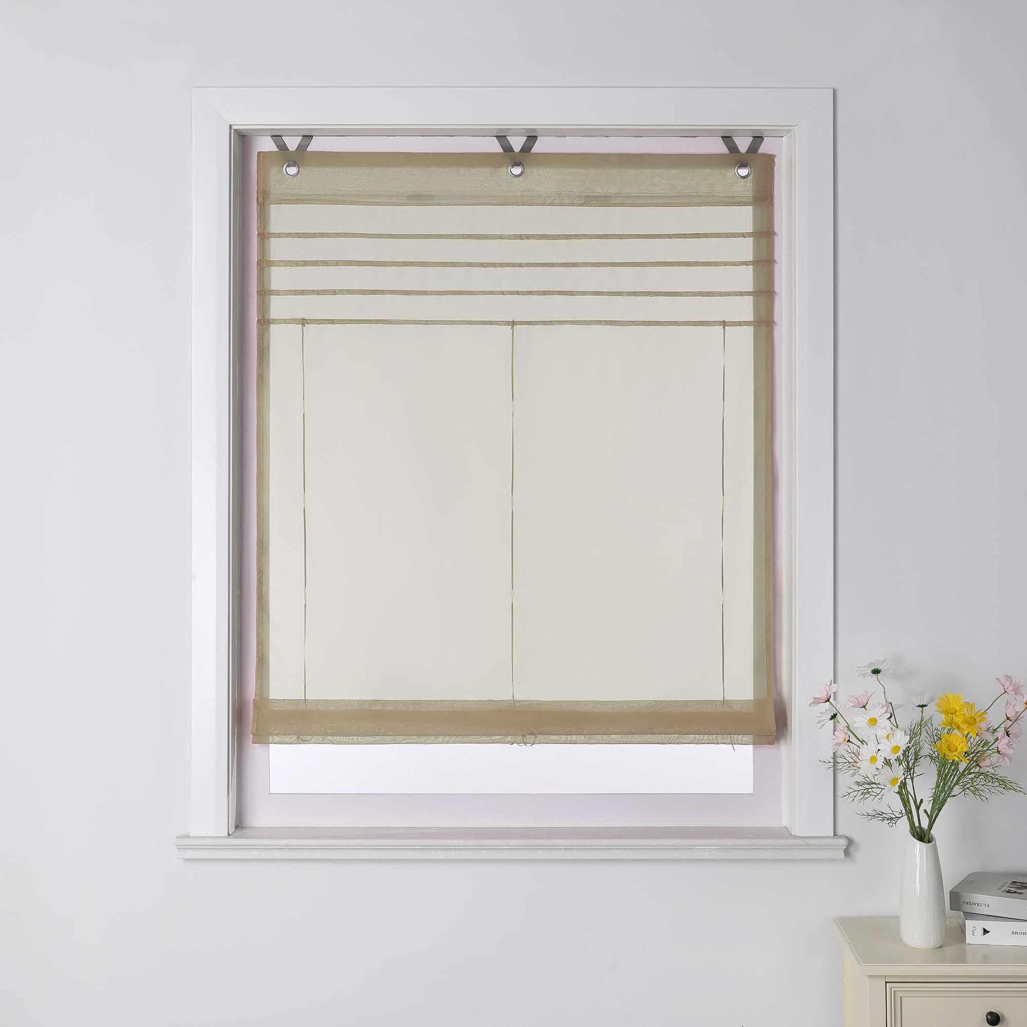 Rollos mit V-Haken halbtransparent lichtdurchlässig Unifarbe hochziehbar 1 Stück