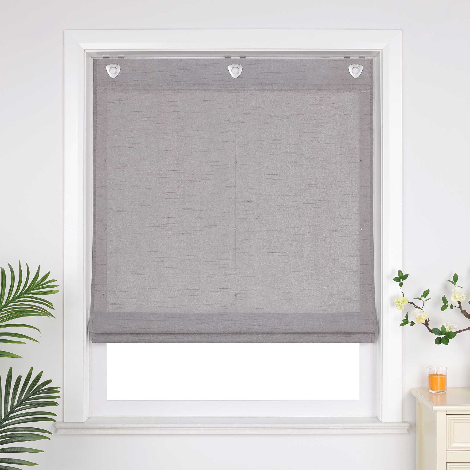 Raffrollo ohne Bohren unifarbe mit feinen horizontalen Streifen