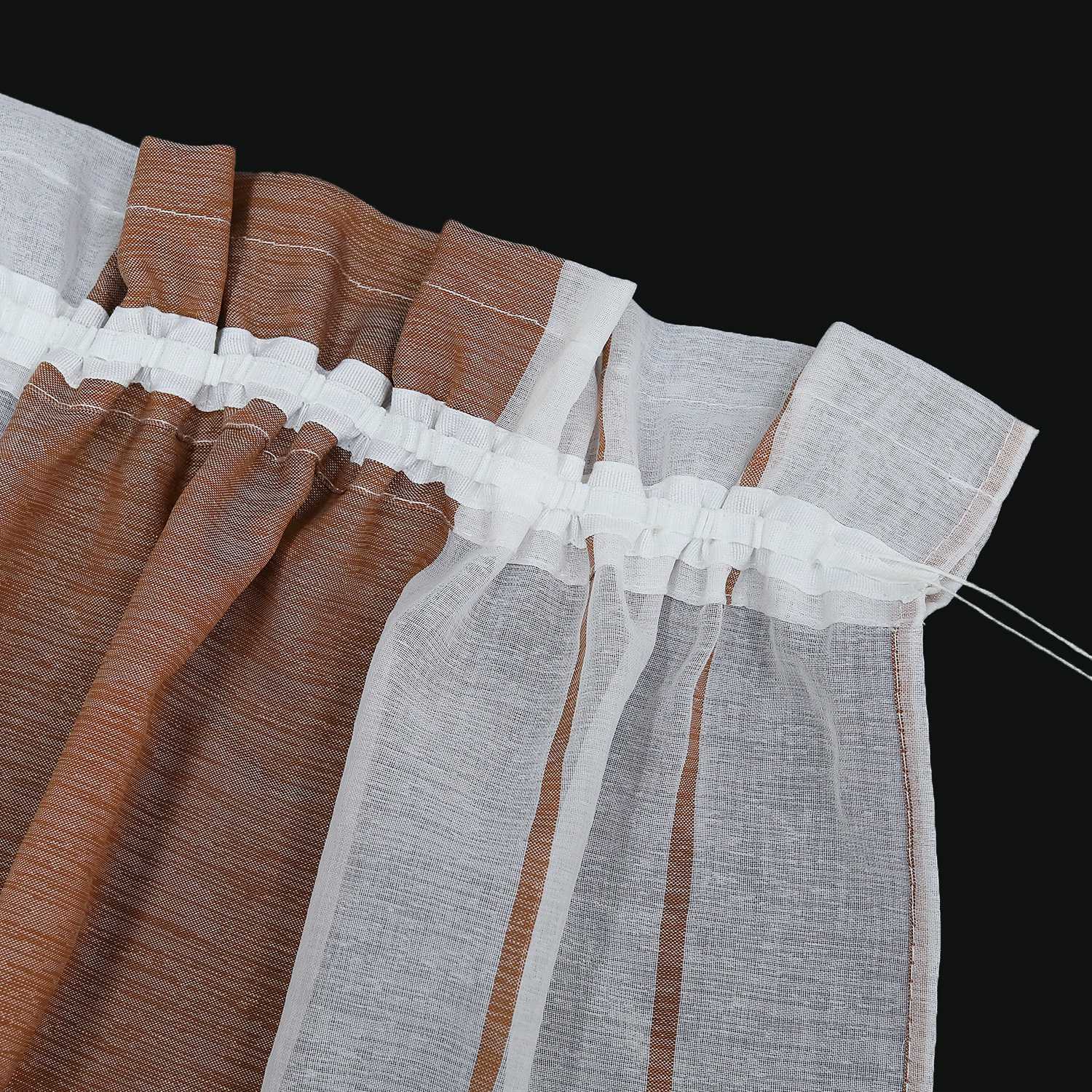 Scheibengardine durch Stangendurchzug zusammenziehbar weiße Streifenmuster halbtransparent 1 Stück