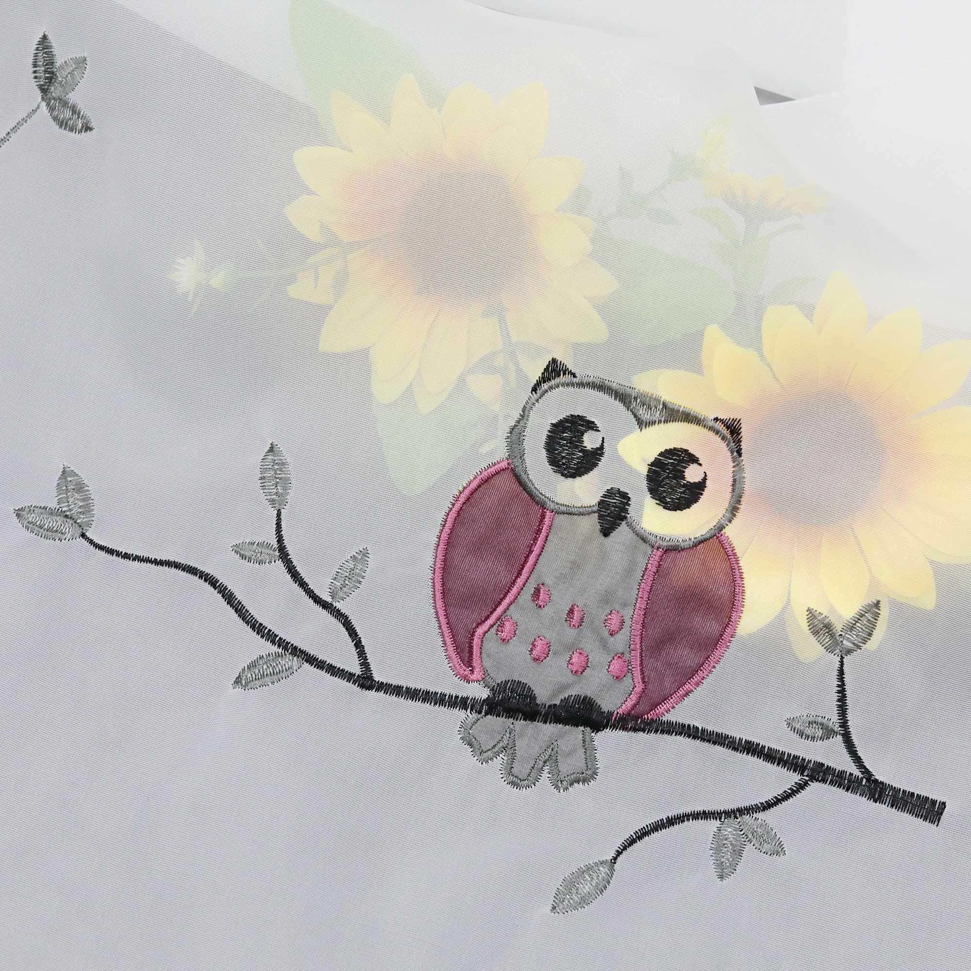 Elegante Bistro Gardinen mit Eulen für kleine Fenster 1 Stück